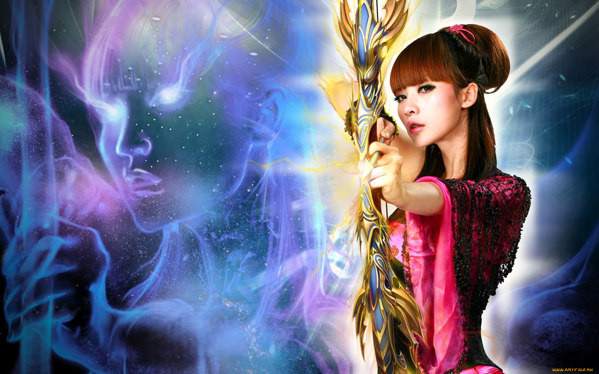 видео, игры, red, cliff, девушка, лучница, лук