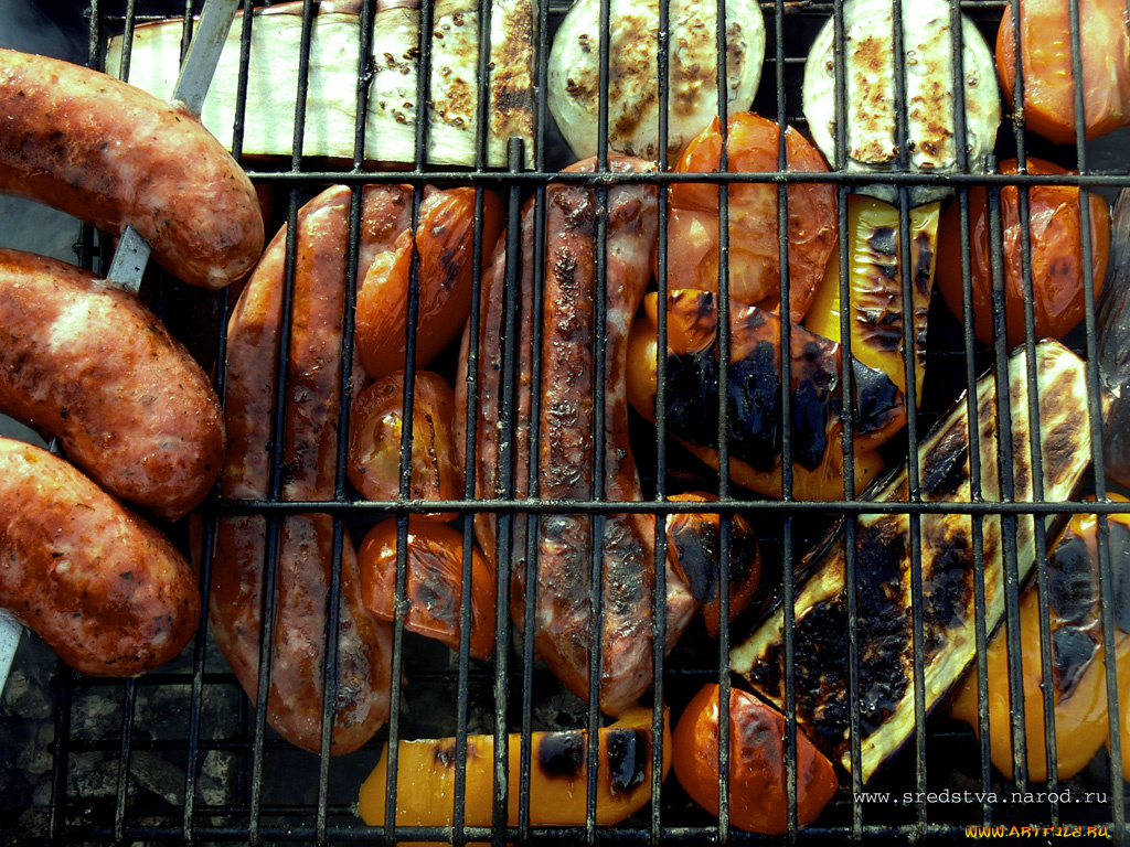 шашлык, мангал, сосиски, жаровня, еда, барбекю