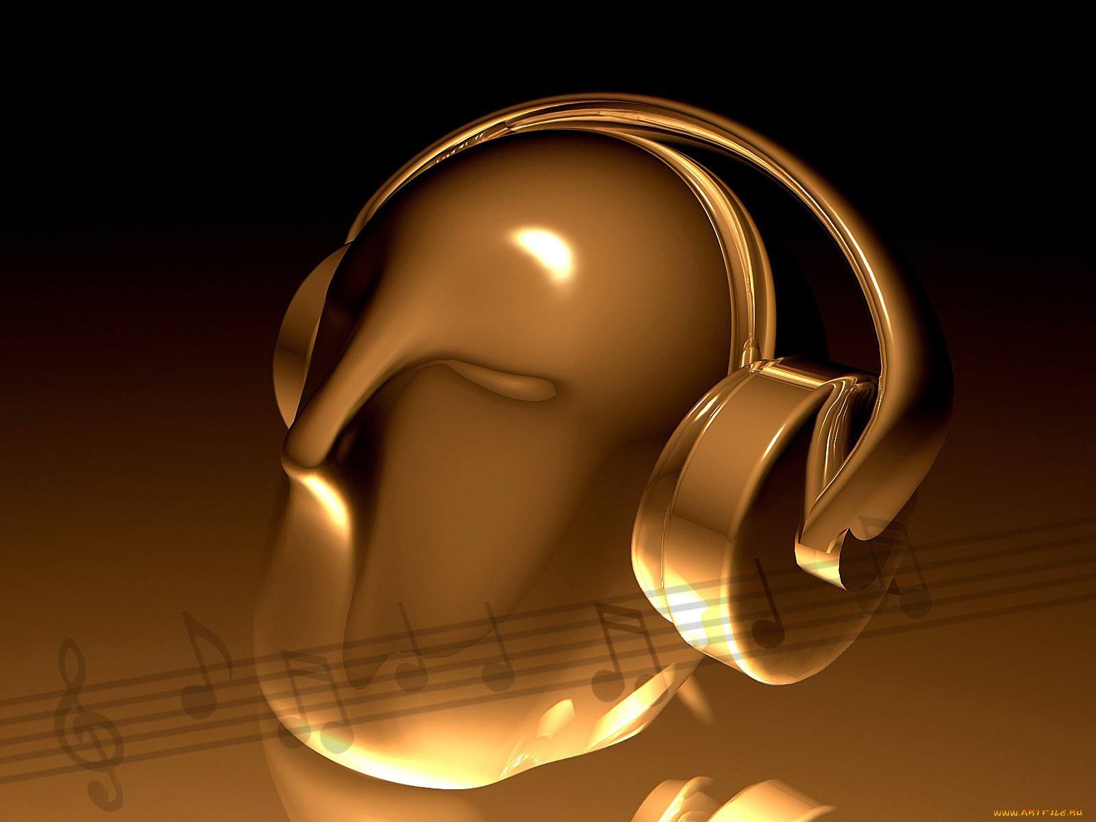 3д, графика, другое, наушники, ноты