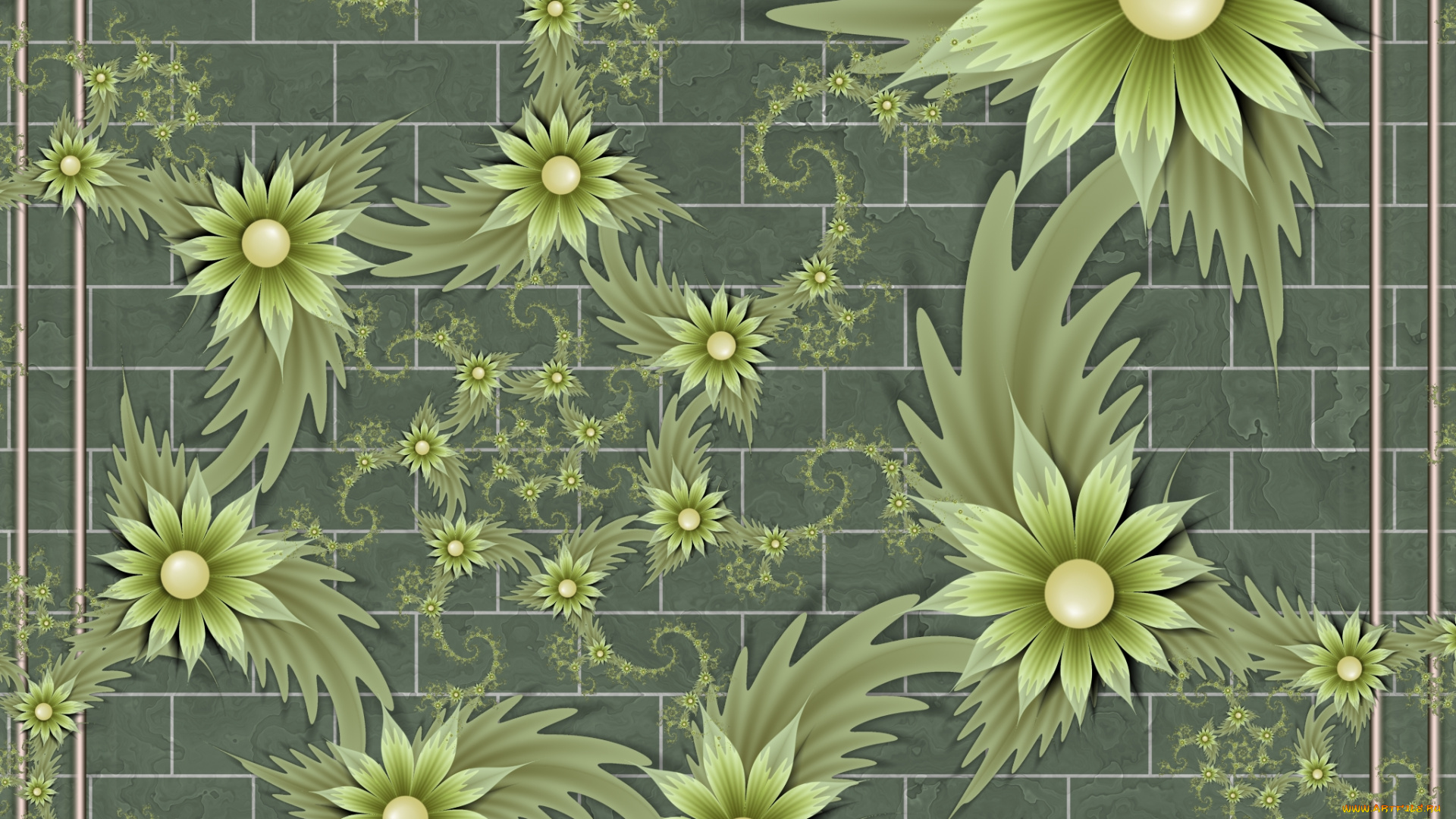 3д, графика, flowers, цветы, фон, узор, цвета, лепестки