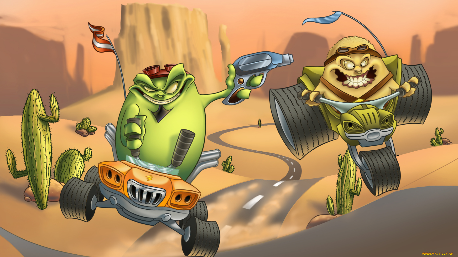 рисованные, комиксы, пистолет, кактус