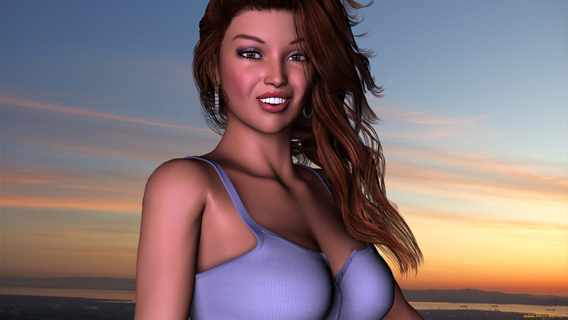 3д, графика, люди, , people, девушка, взгляд, улыбка