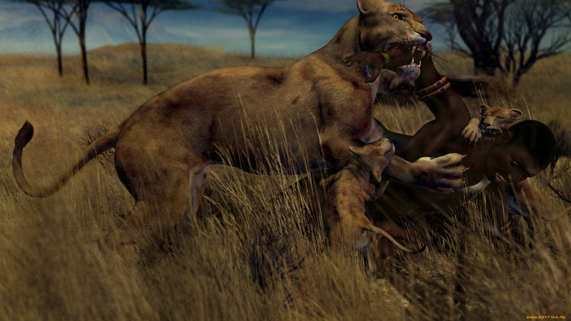 3д, графика, животные, , animals, львы, сафари