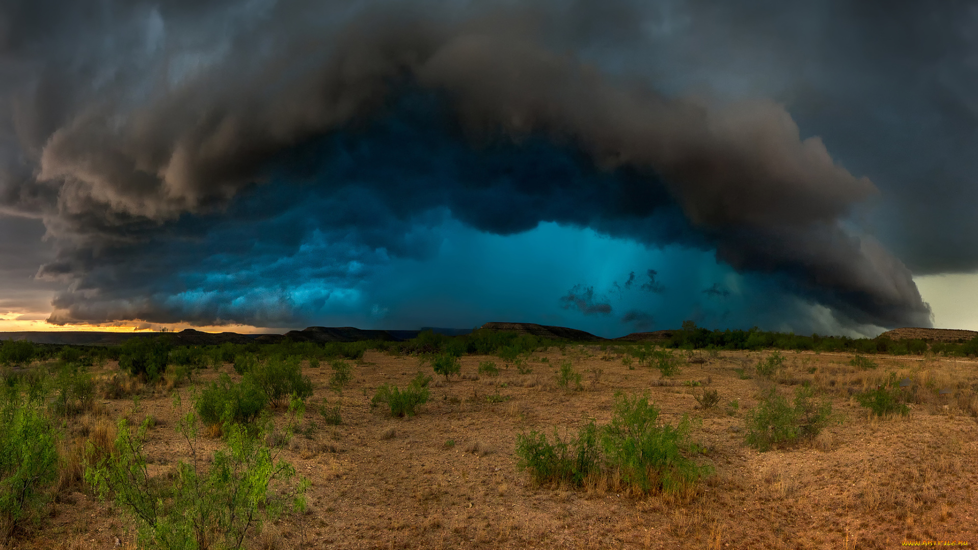 природа, стихия, шторм, тучи, пустыня, техас, сша