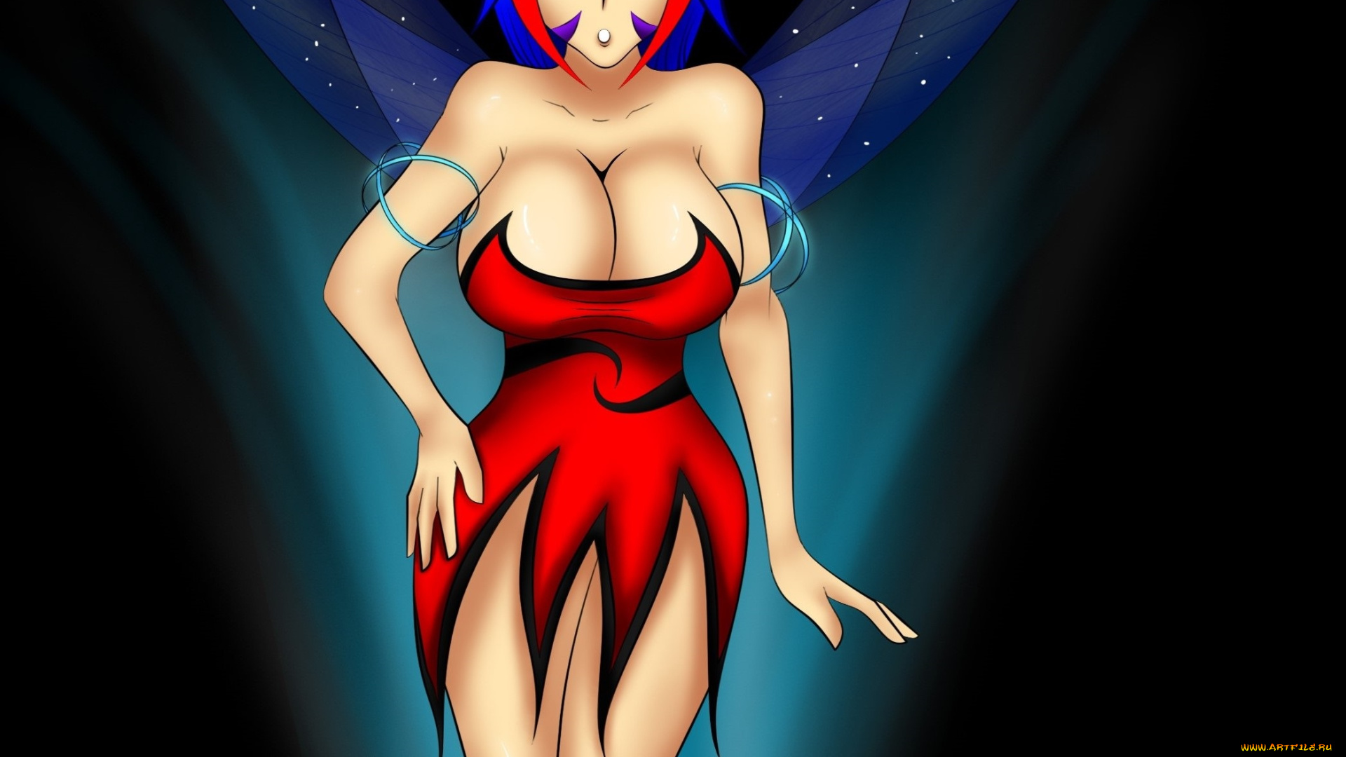 рисованные, люди, взгляд, девушка