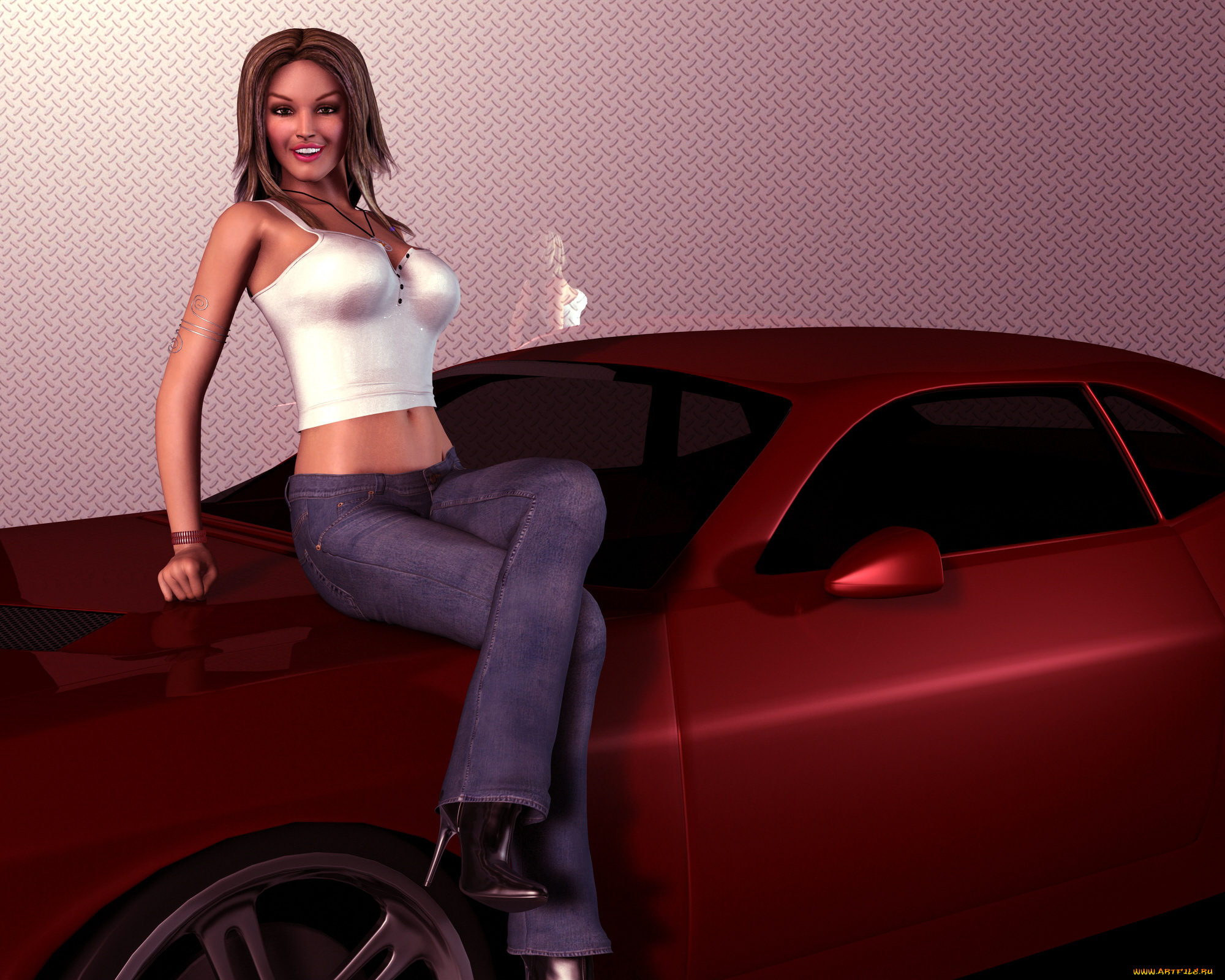 3д, графика, люди, , people, девушка, взгляд, улыбка