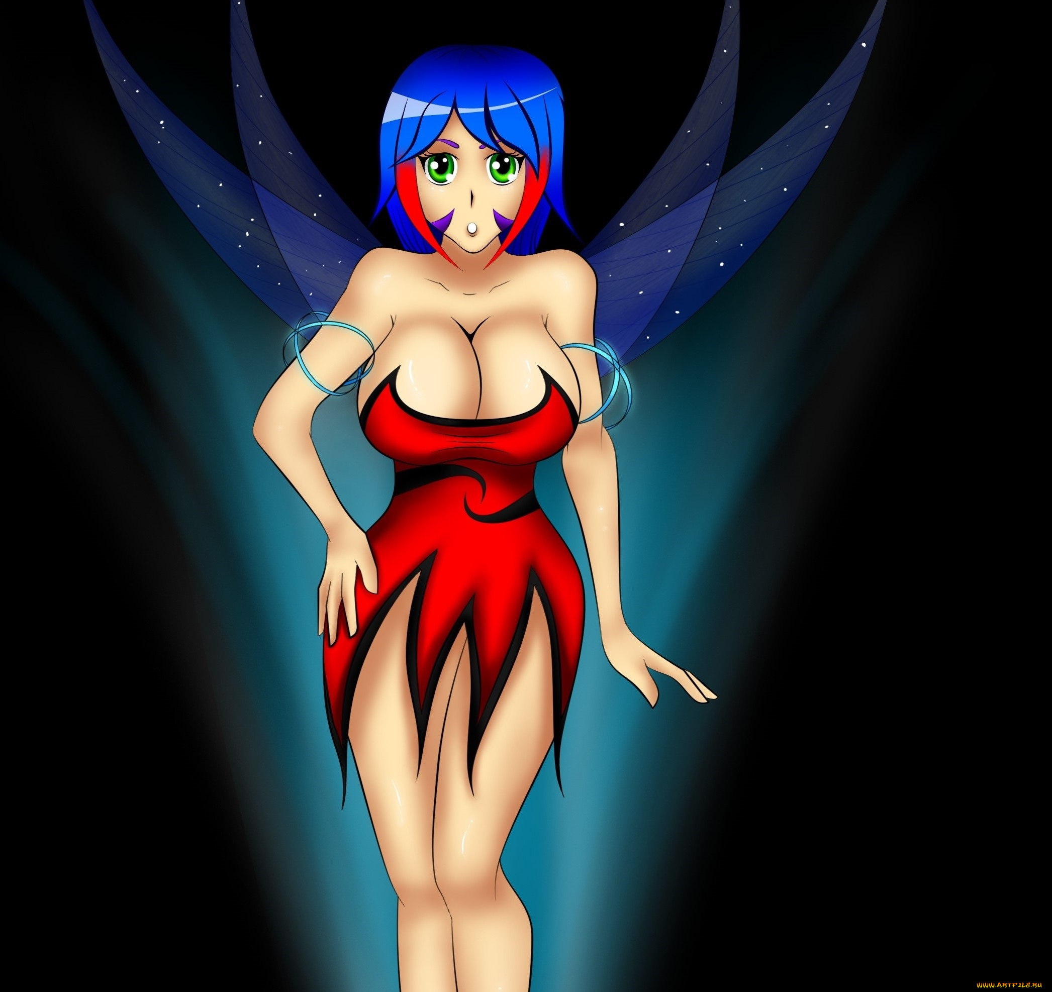 рисованные, люди, взгляд, девушка