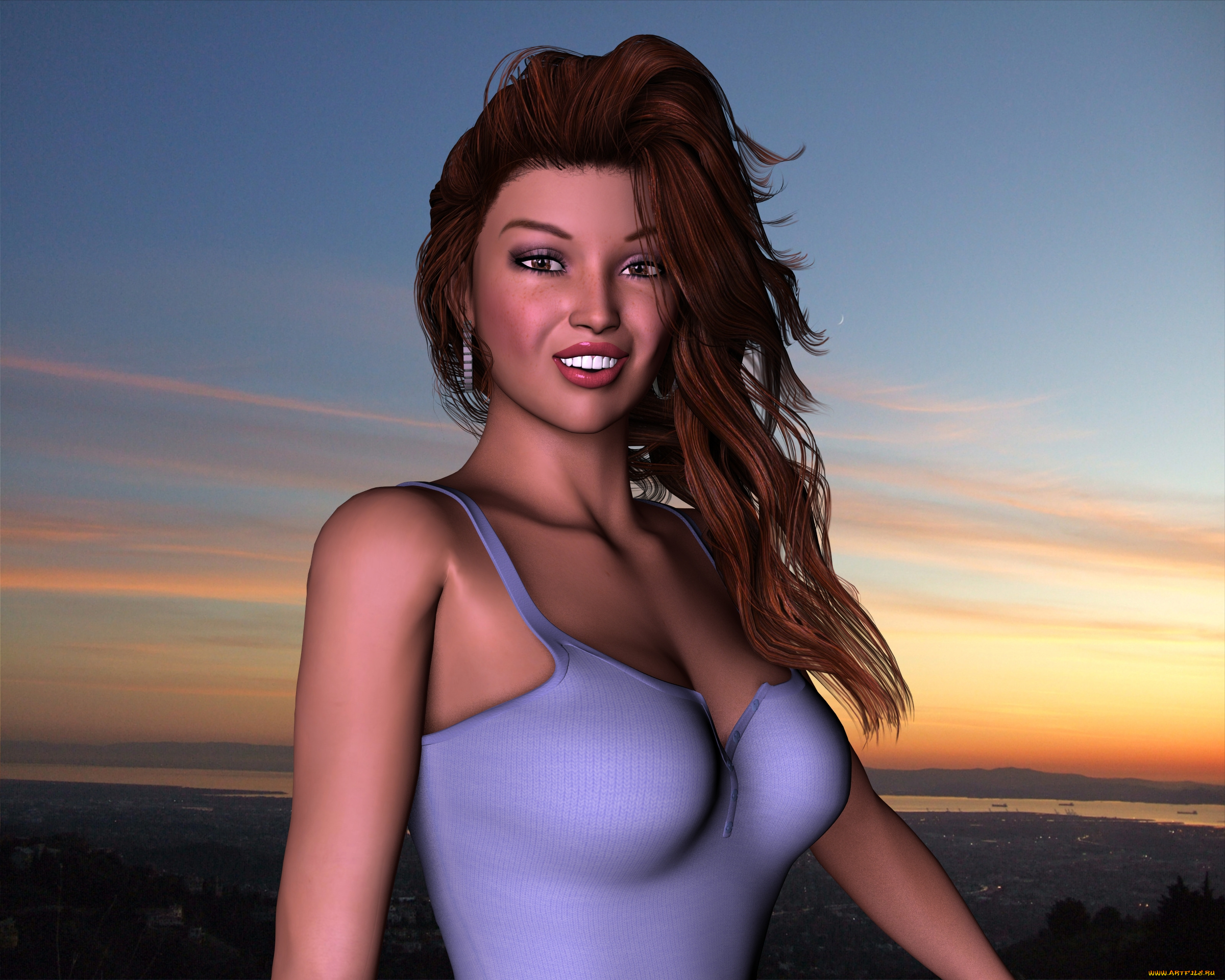 3д, графика, люди, , people, девушка, взгляд, улыбка