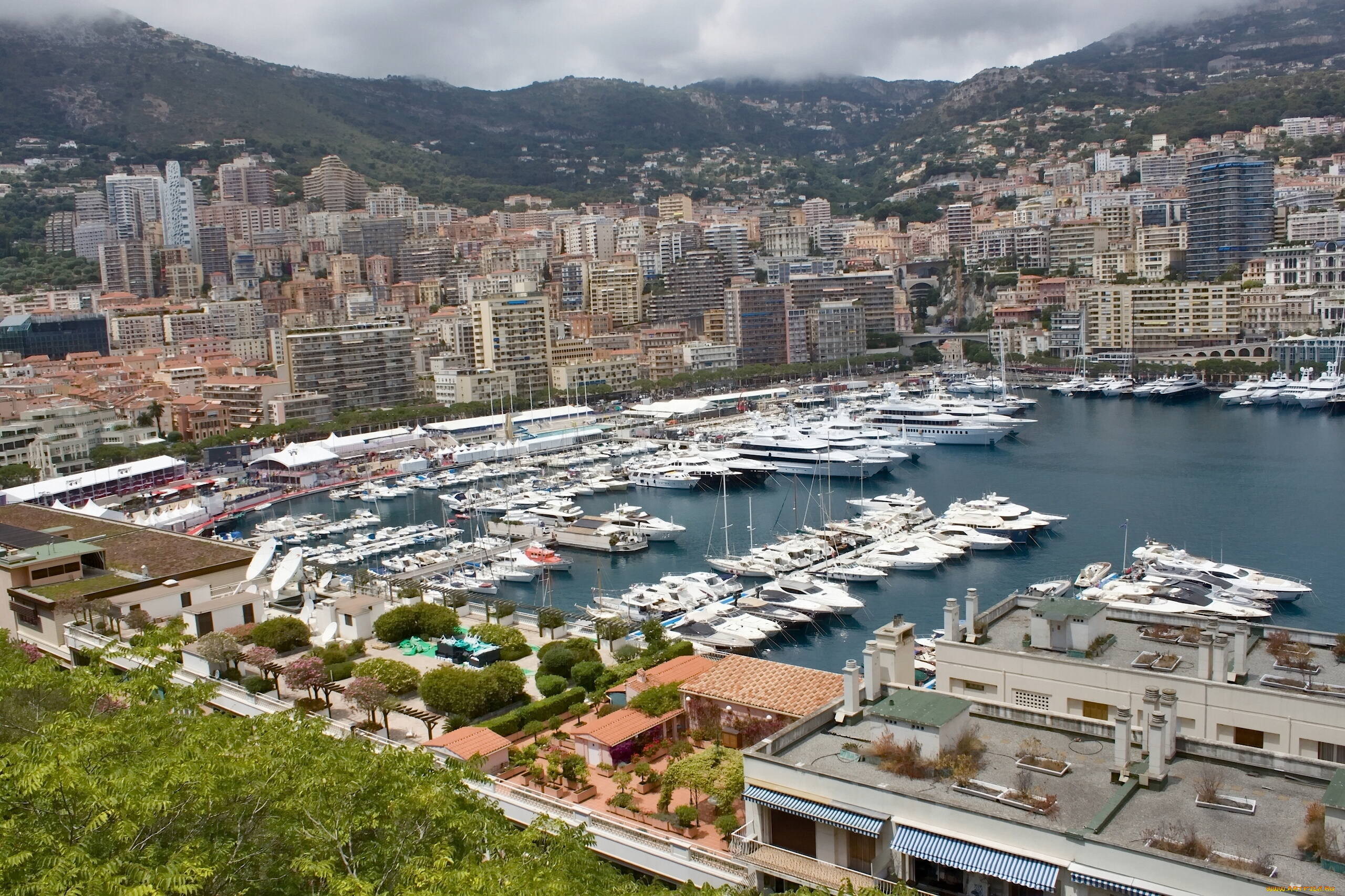fontvieille, , monaco, города, фонвьей, , монако, катера, бухта, яхты, панорама, гавань, фонвьей, monaco, здания, порт