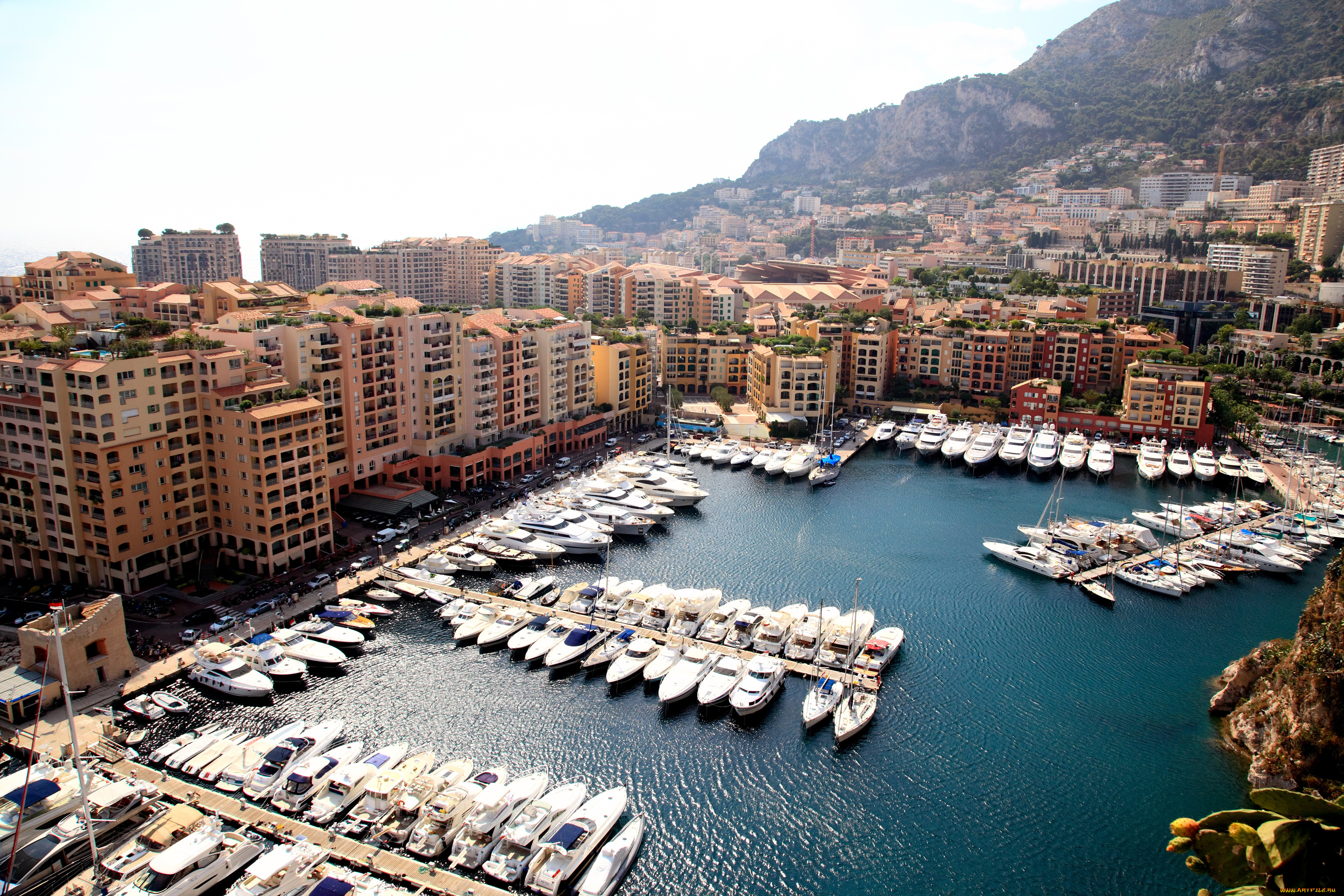 fontvieille, , monaco, города, фонвьей, , монако, здания, набережная, порт, причалы, катера, яхты, гавань, бухта, панорама, monaco, фонвьей