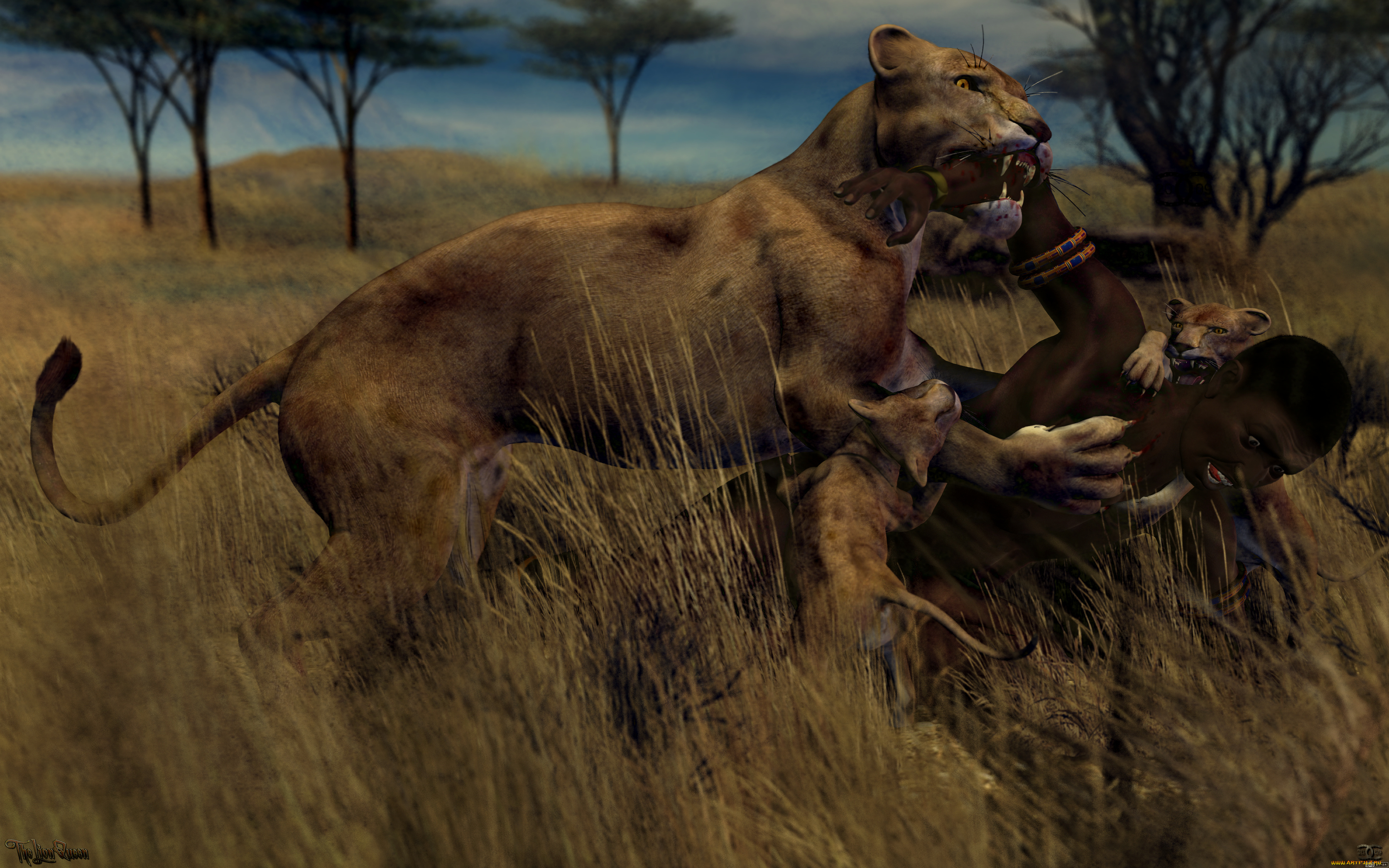 3д, графика, животные, , animals, львы, сафари