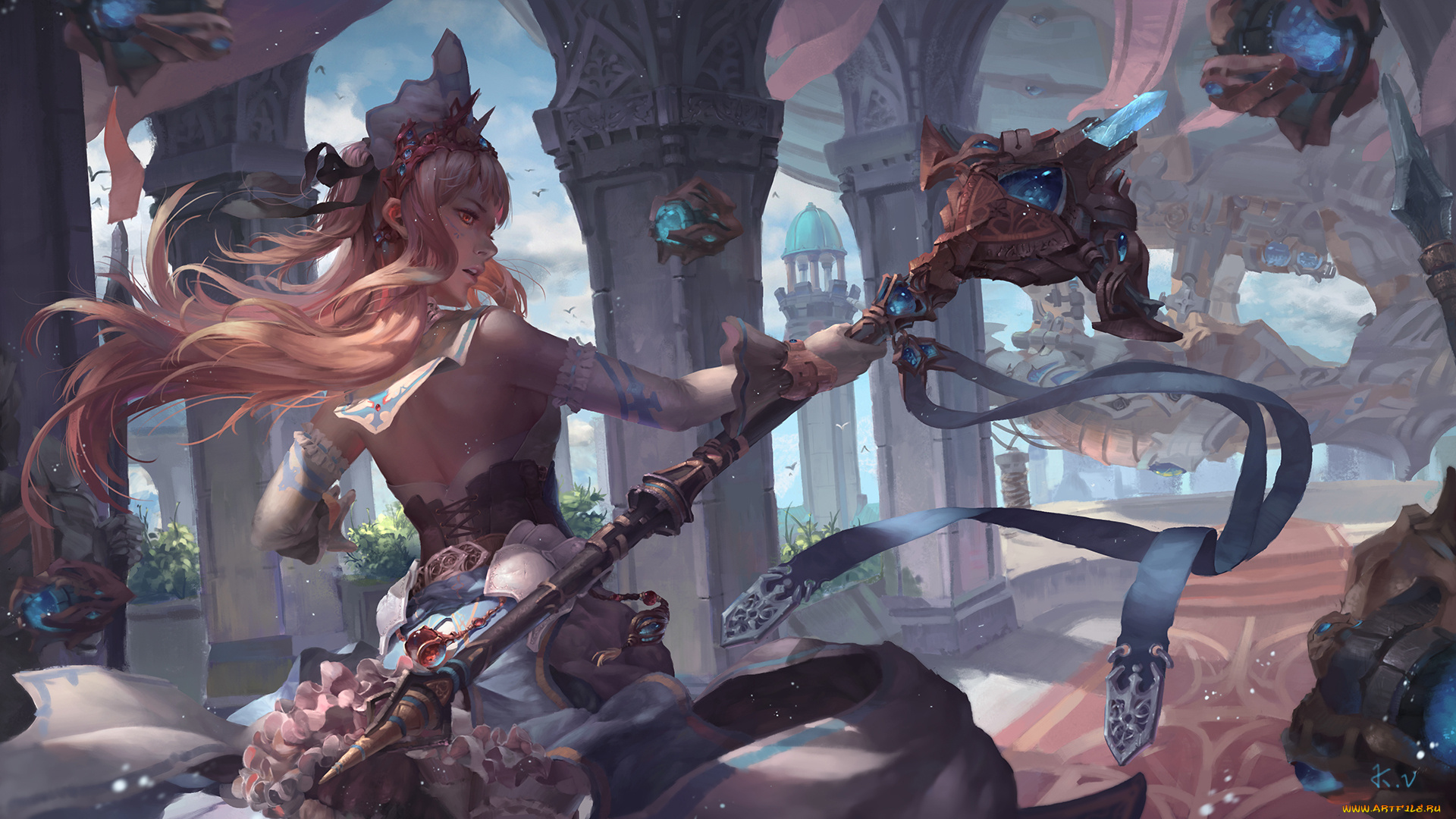 фэнтези, девушки, оружие, фантастика, девушка, арт, knd, kndneet