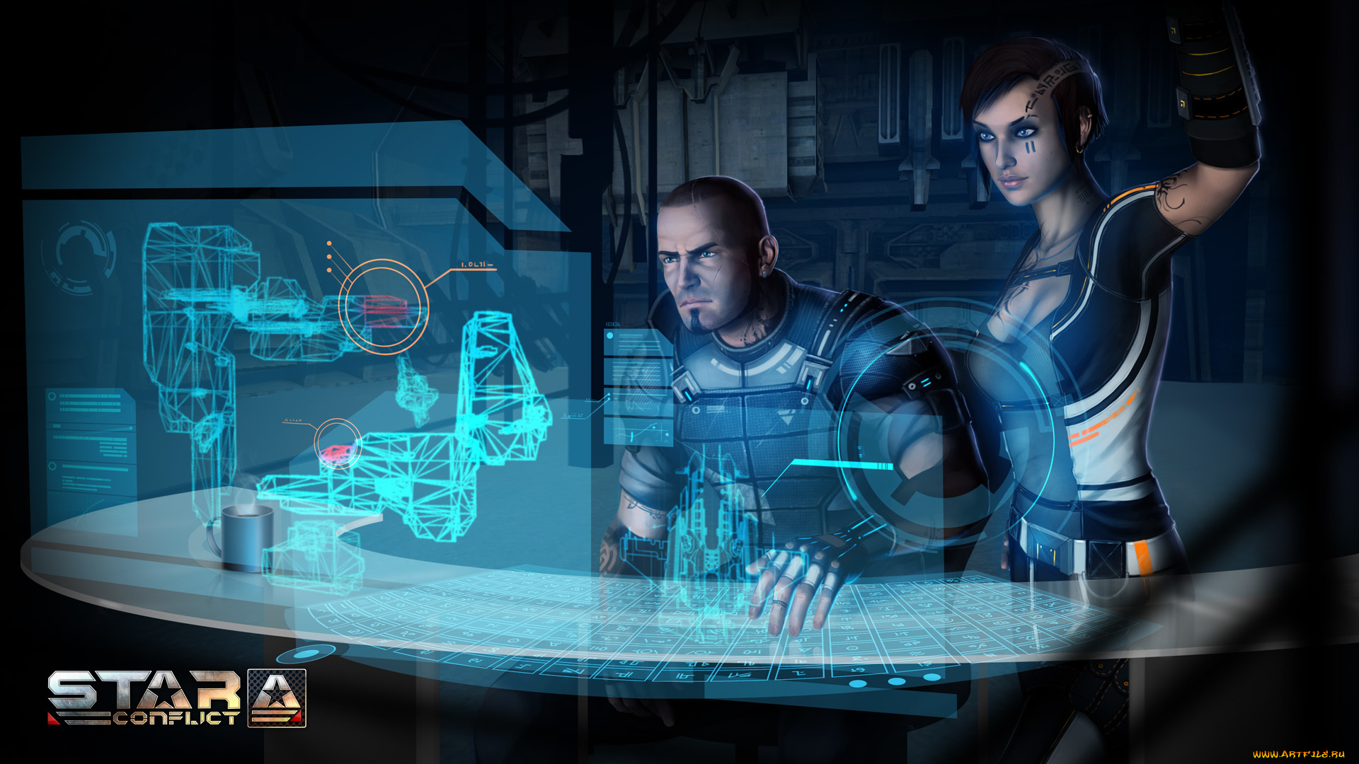 star-conflict, видео, игры, star, conflict, девушка, взгляд, фон, мужчина