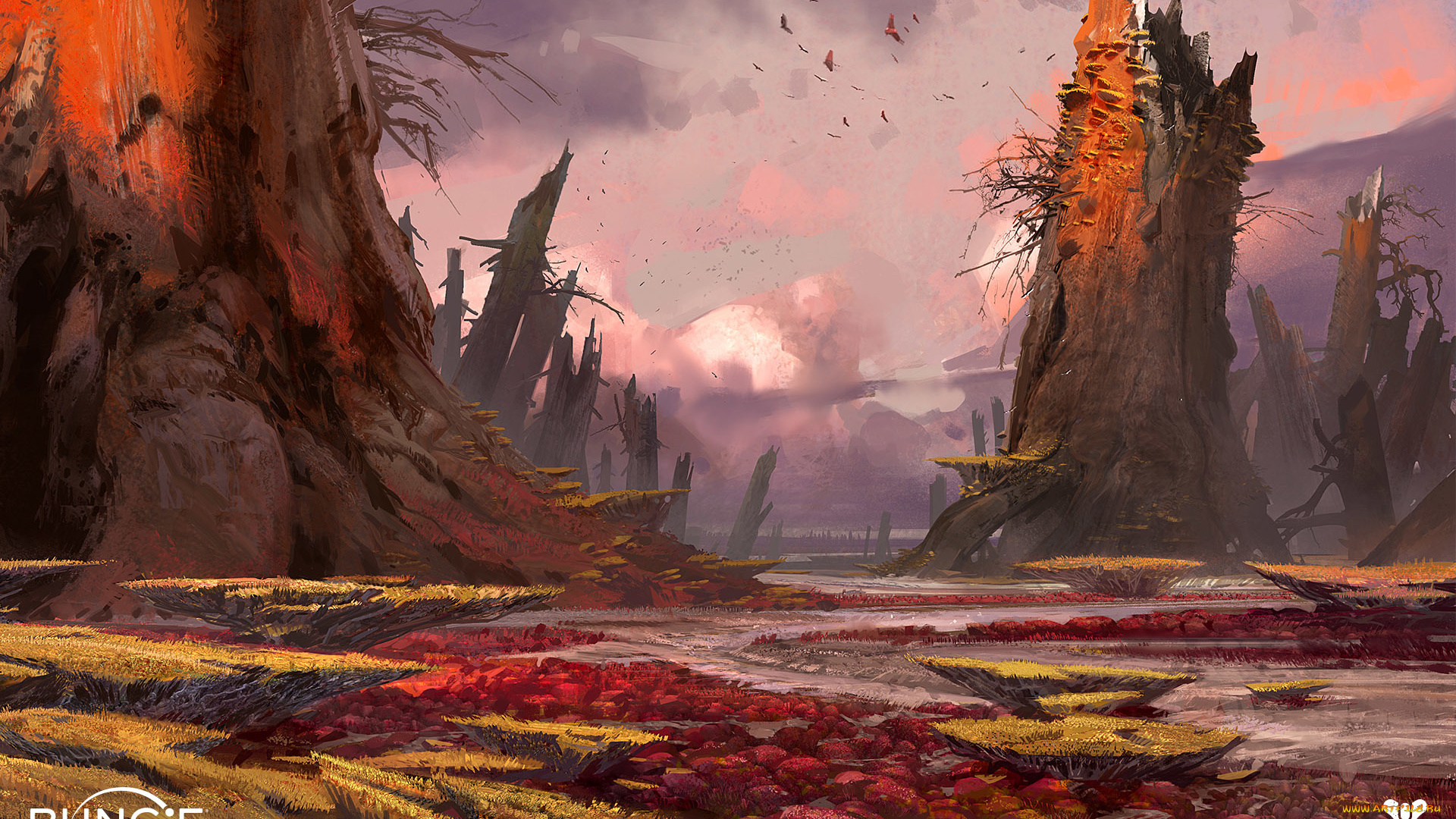 видео, игры, destiny, лес, река, птицы