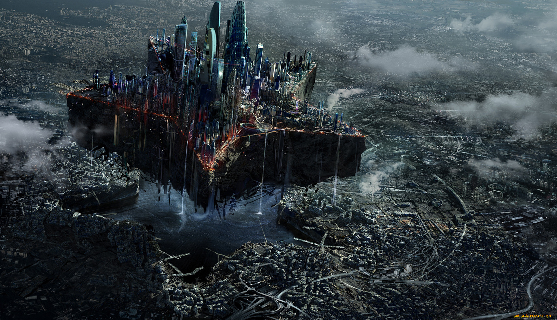 фэнтези, иные, миры, , иные, времена, руины, разрушение, арт, москва, небоскребы, мегаполис, фантастика, звезда, город