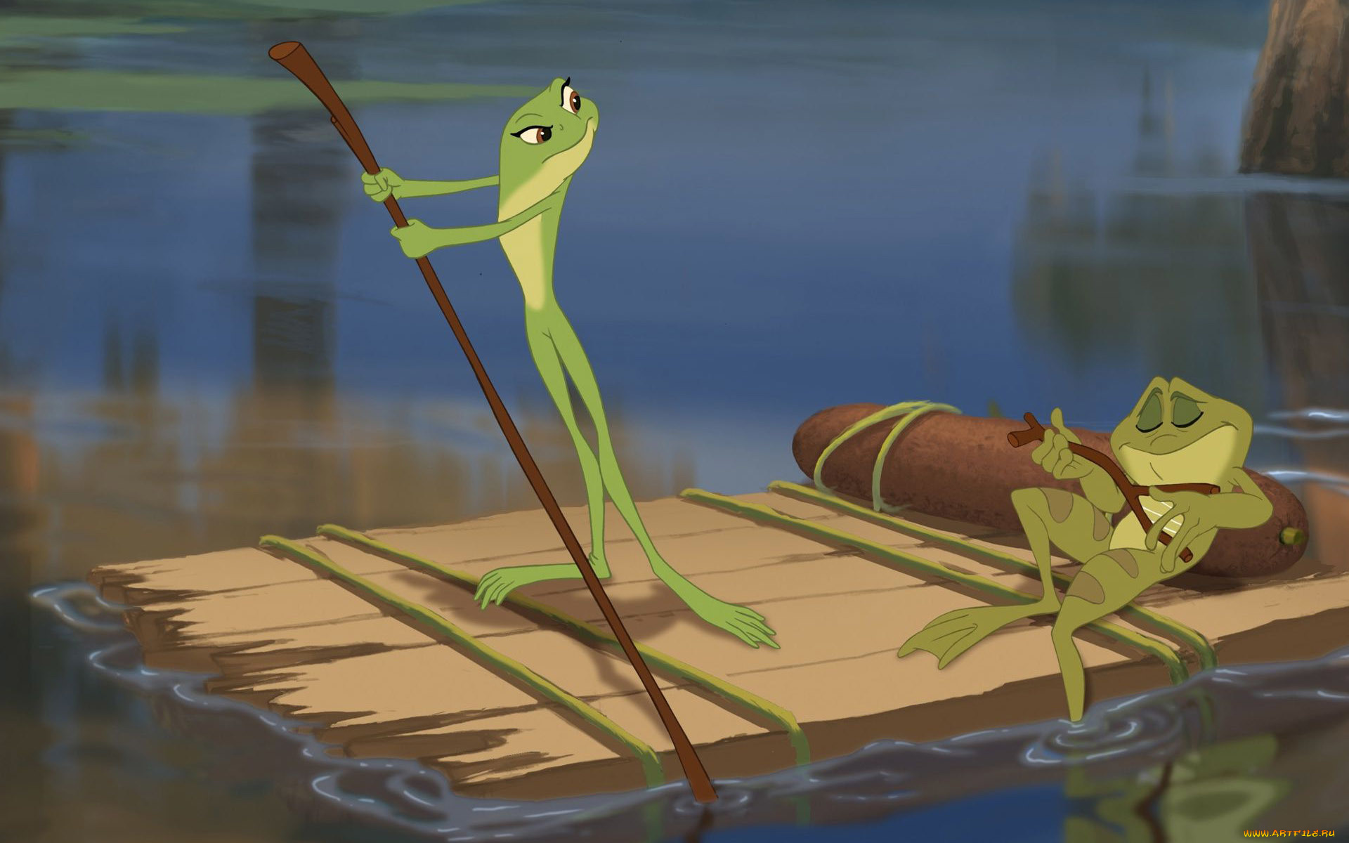 мультфильмы, the, princess, and, the, frog, лягушки, плот, водоем