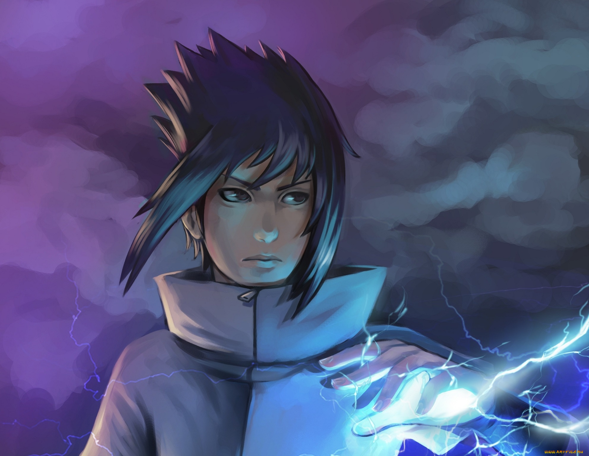 разное, арты, art, naruto, sasuke, uchiha, chidori, jutsu