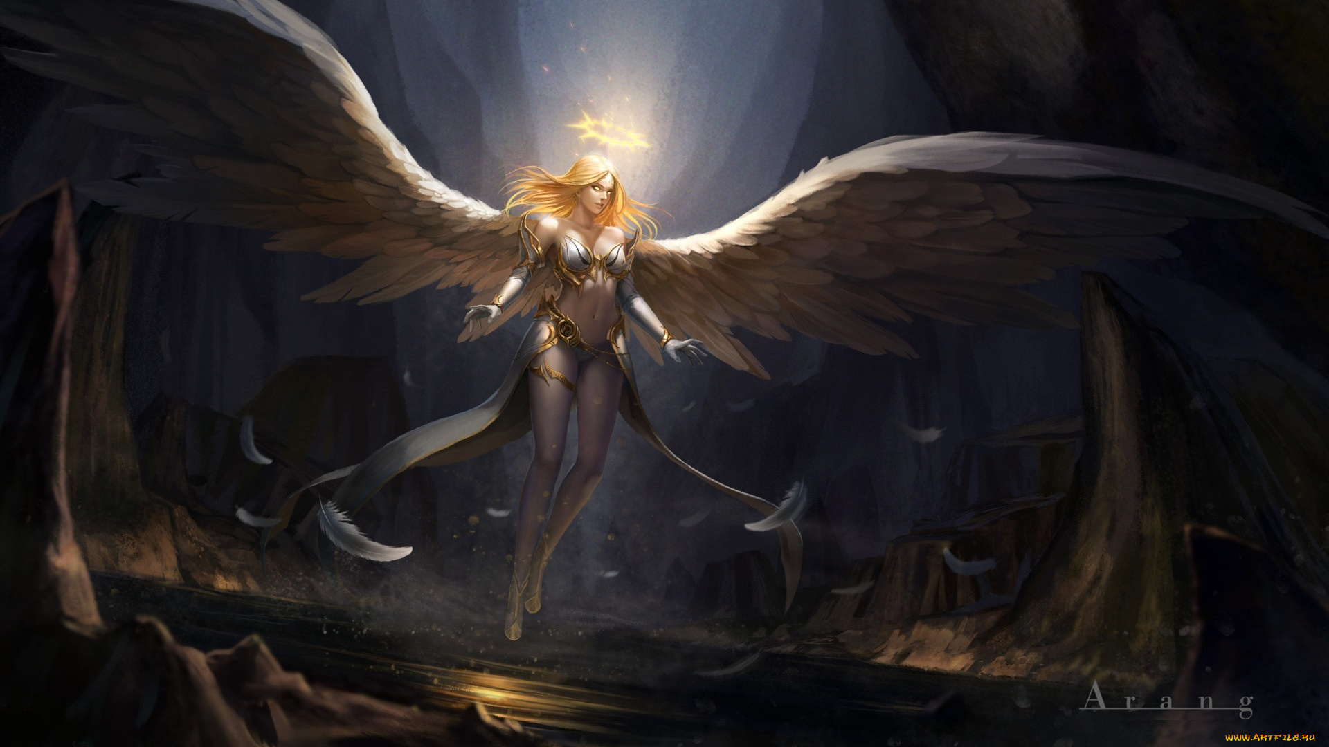 фэнтези, ангелы, перья, девушка, взгляд, арт, ангел, angel, крылья