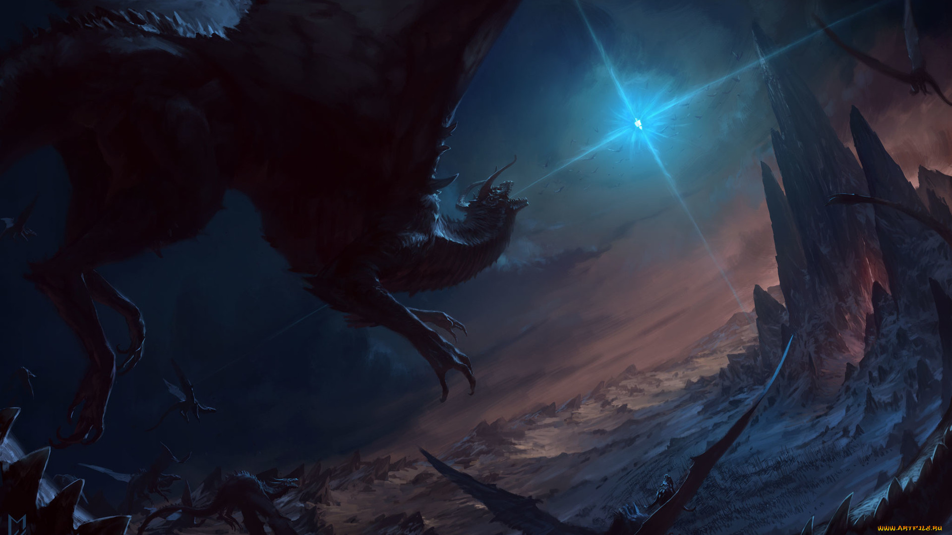 фэнтези, драконы, кристалл, скалы