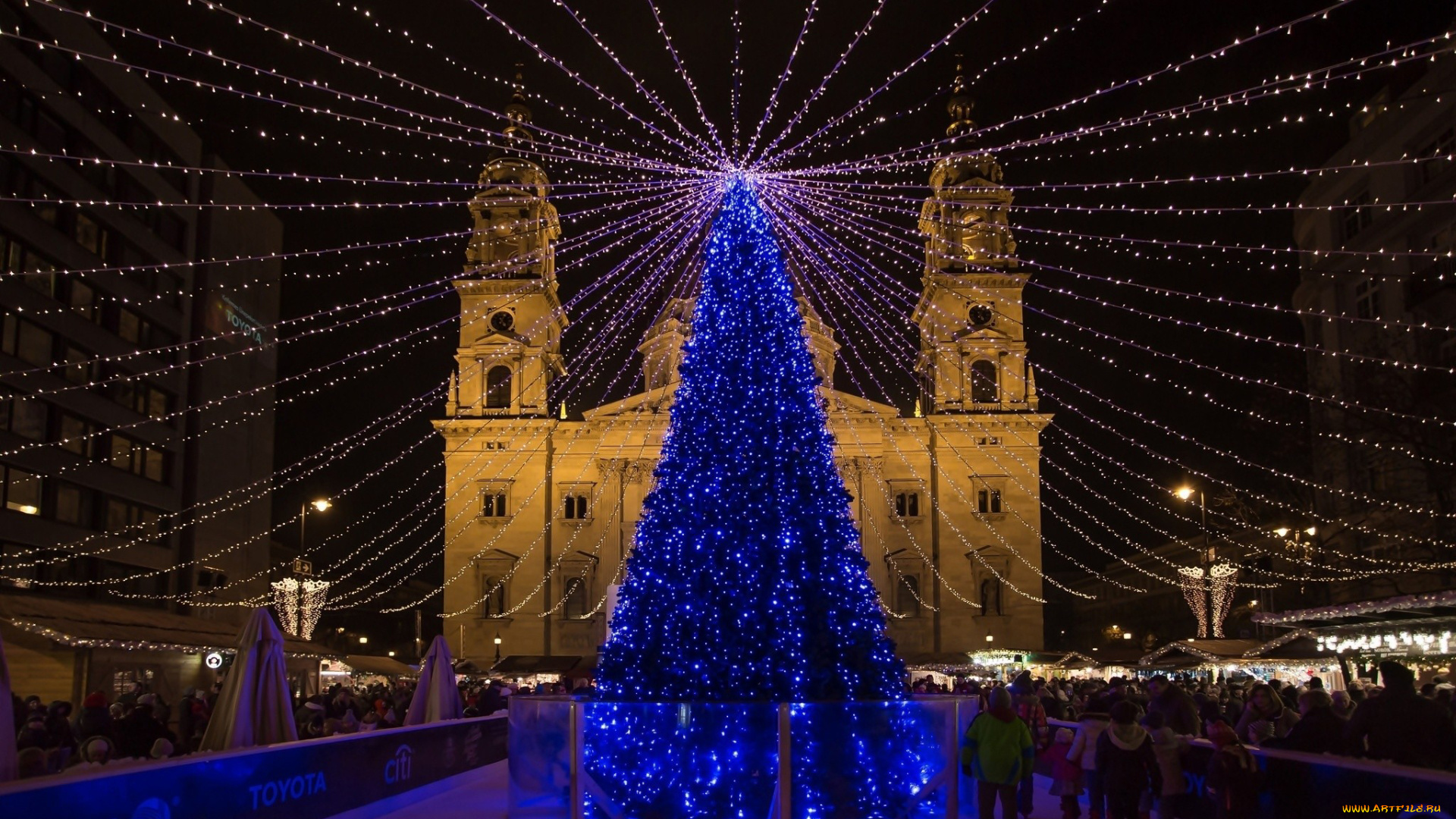 праздничные, новогодние, пейзажи, елка, огни