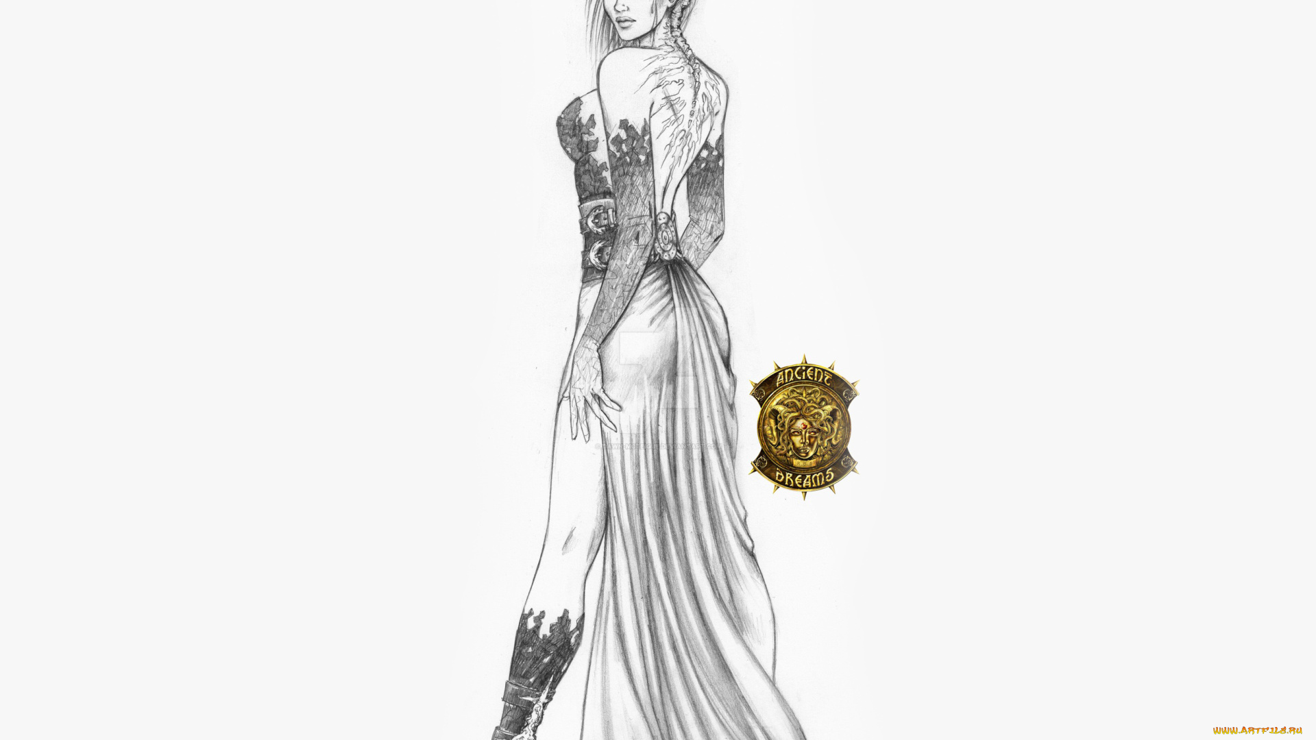 рисованное, люди, фон, взгляд, девушка