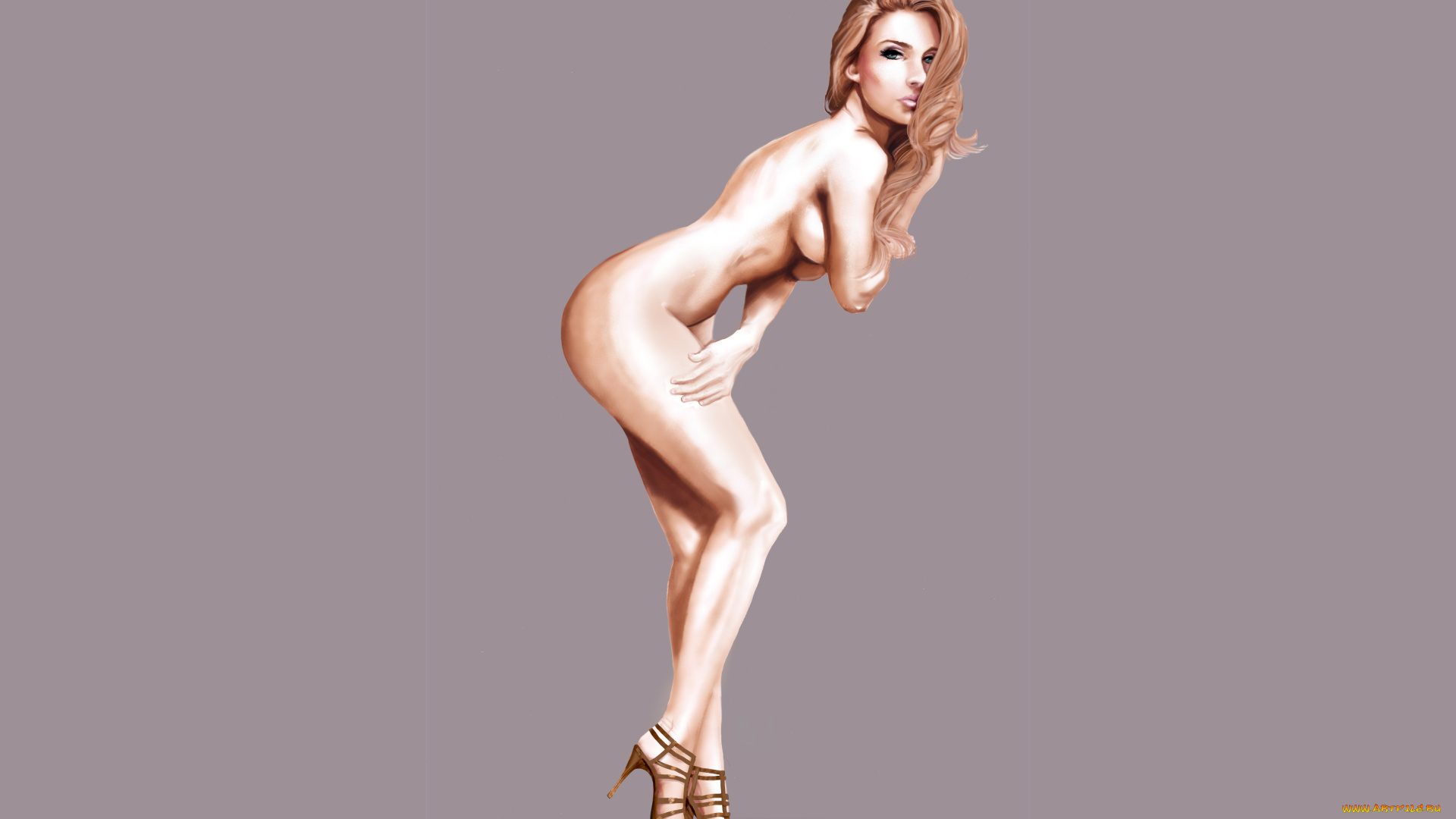 рисованное, люди, взгляд, фон, девушка