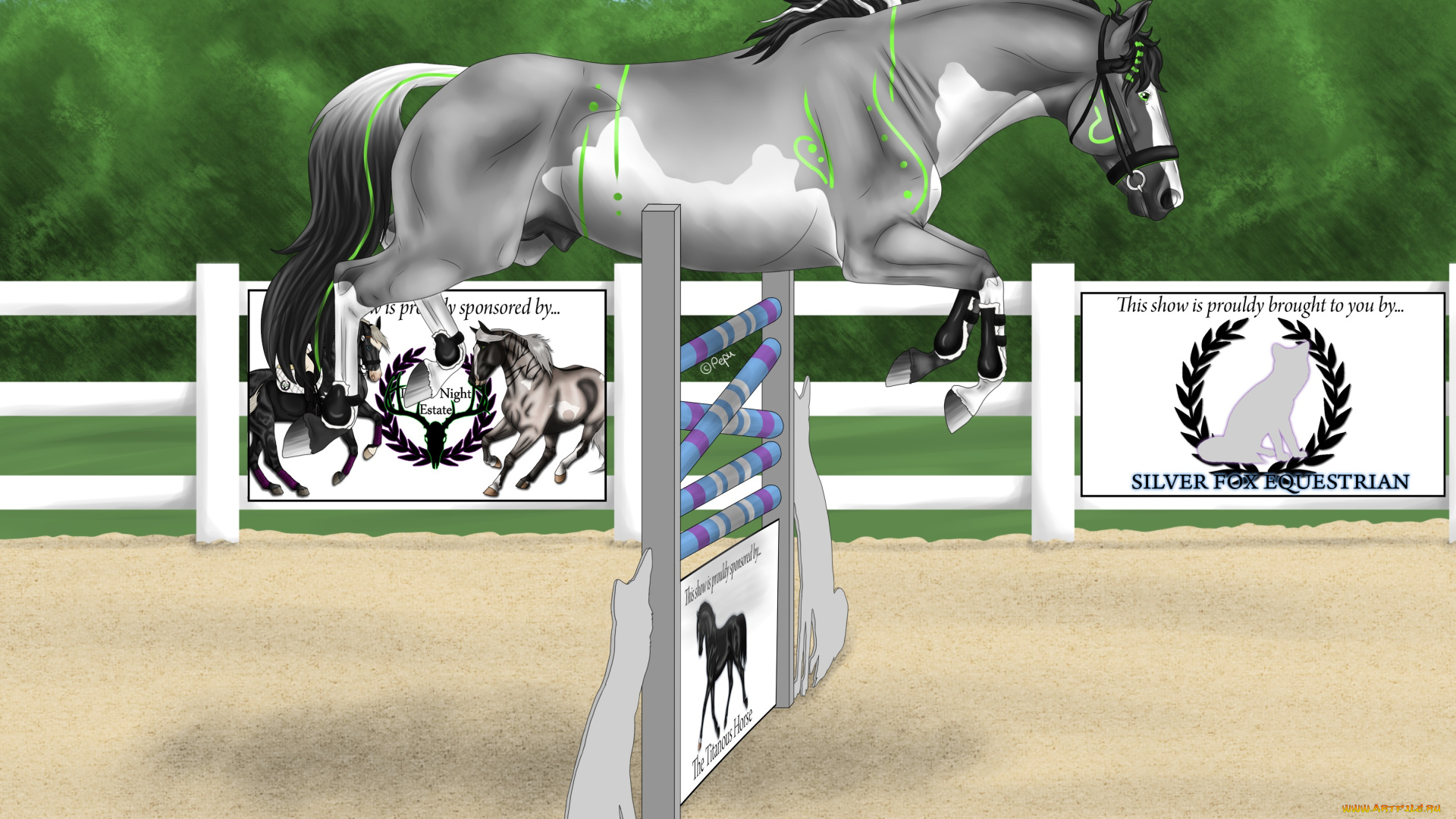 рисованное, животные, , лошади, лошадь