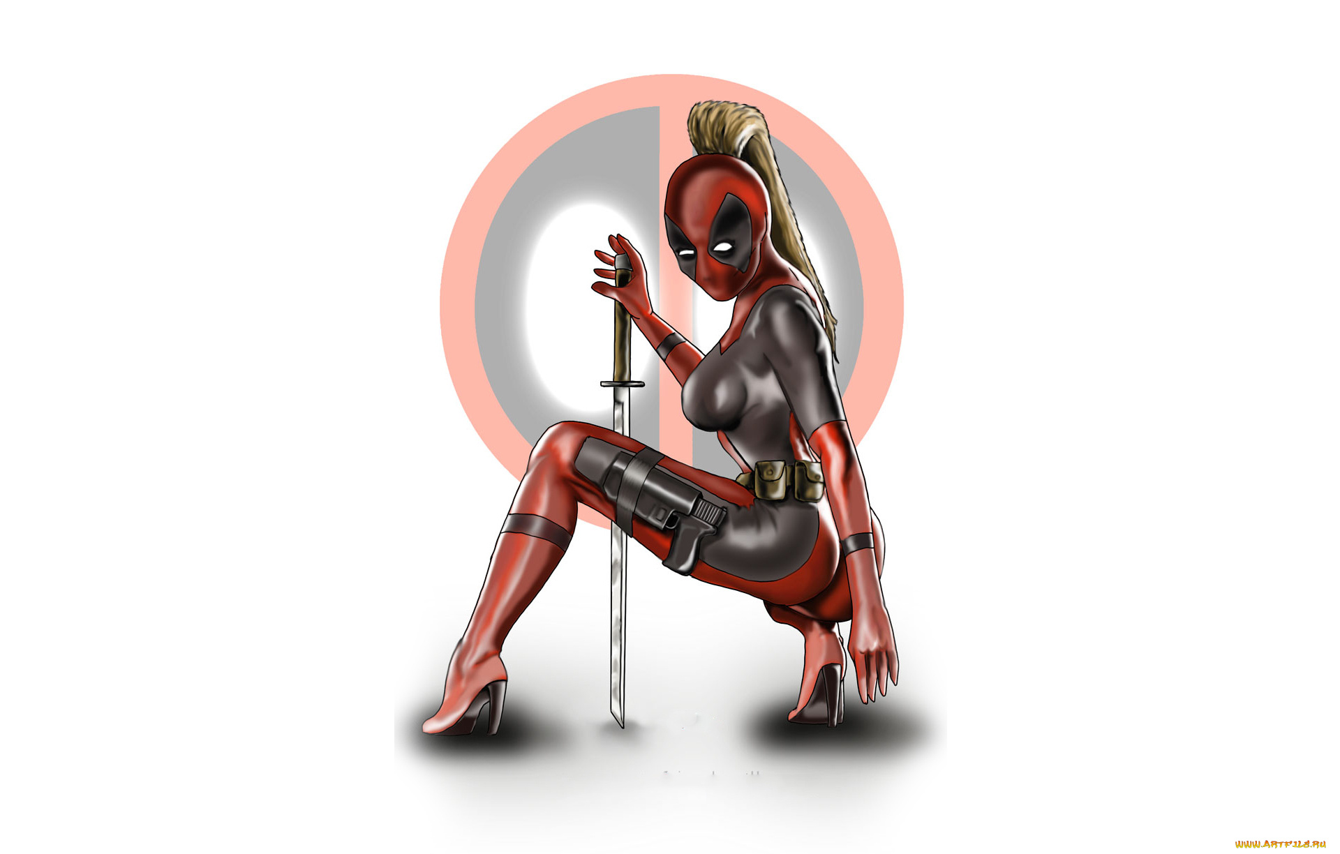 рисованное, комиксы, фон, униформа, катана, девушка