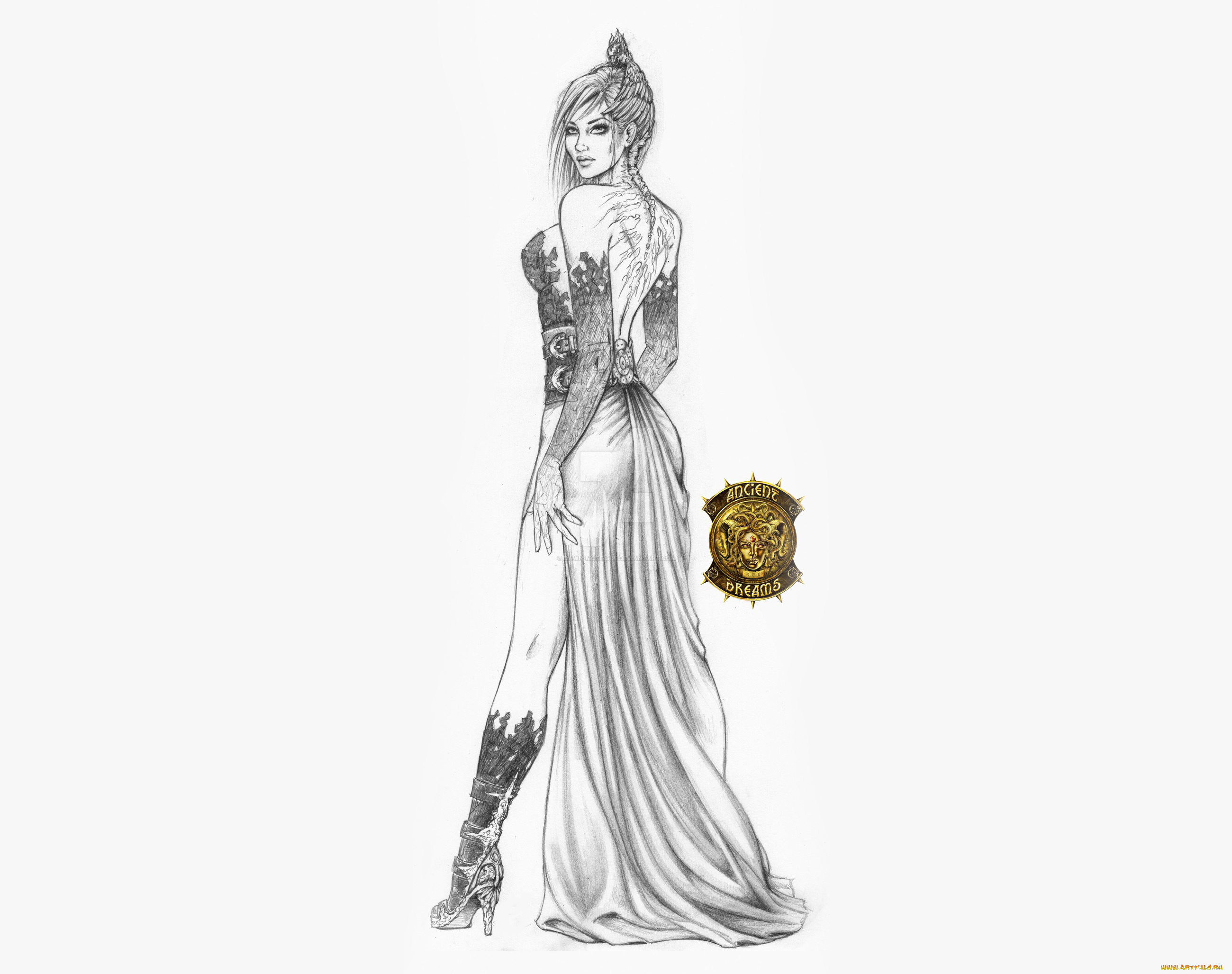 рисованное, люди, фон, взгляд, девушка