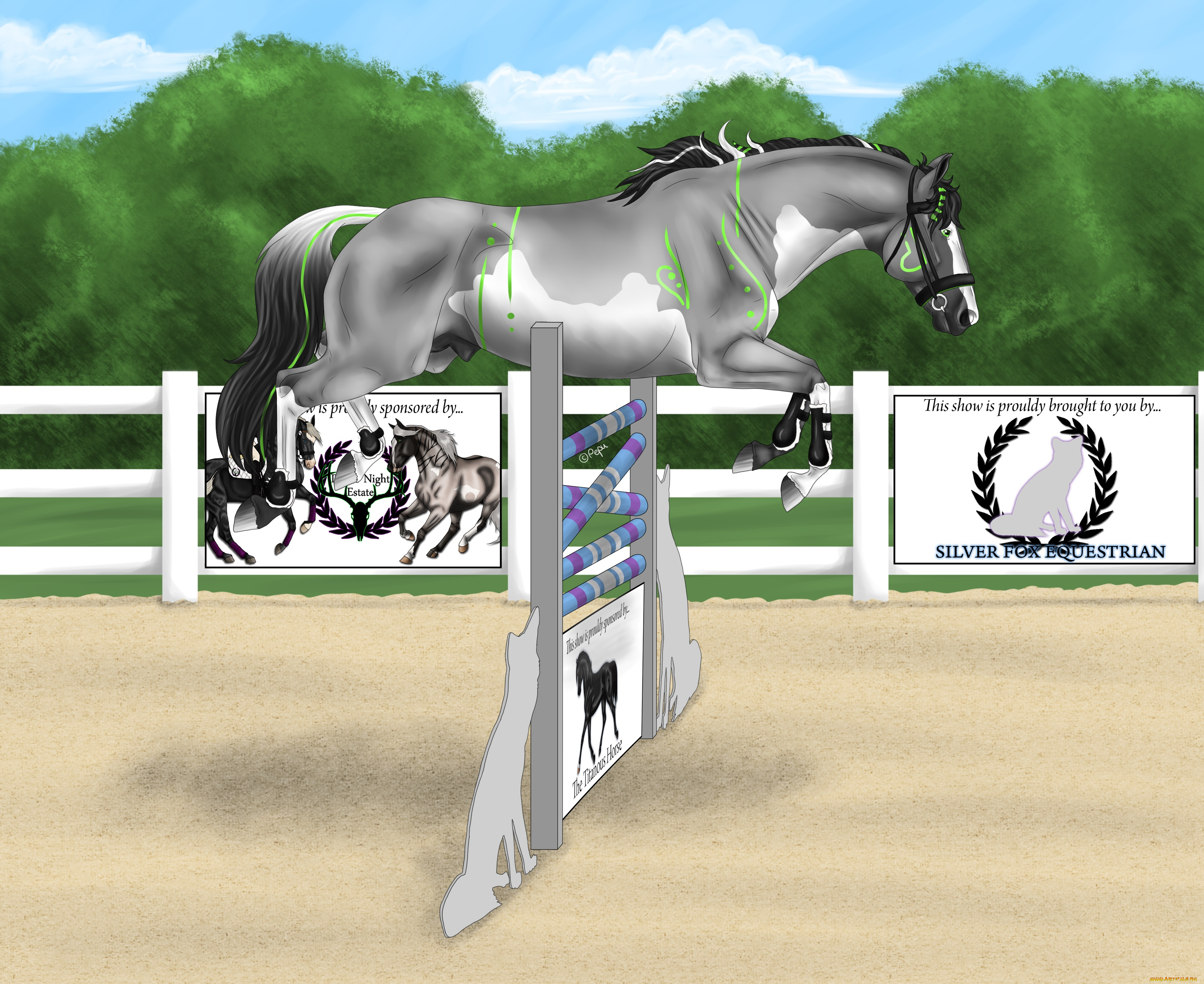 рисованное, животные, , лошади, лошадь