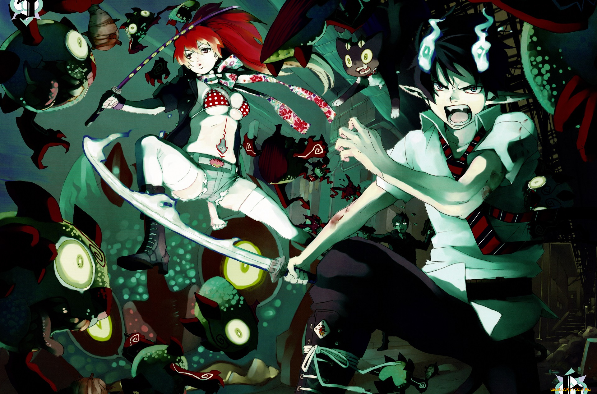 аниме, ao, no, exorcist, синий, экзорцист