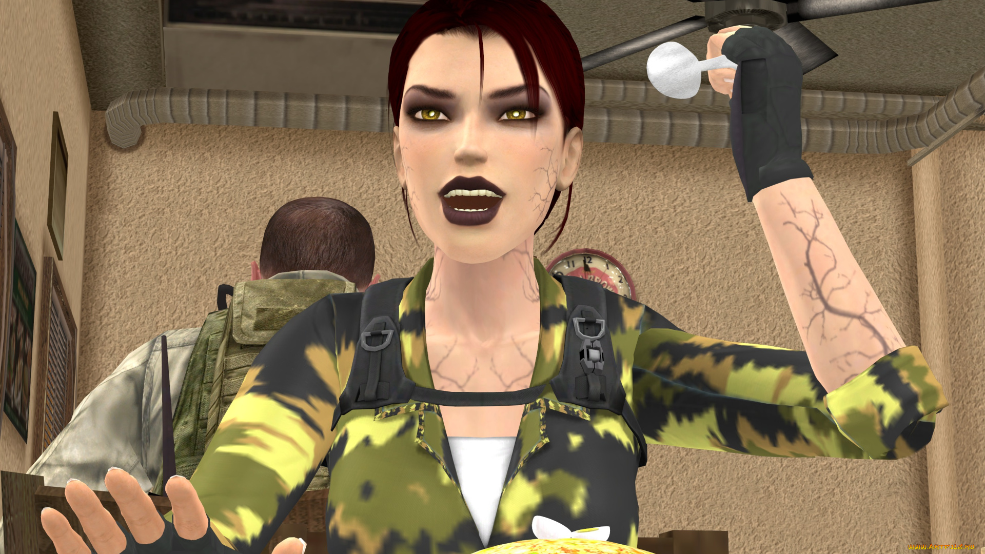 3д, графика, армия, , military, девушка, фон, взгляд