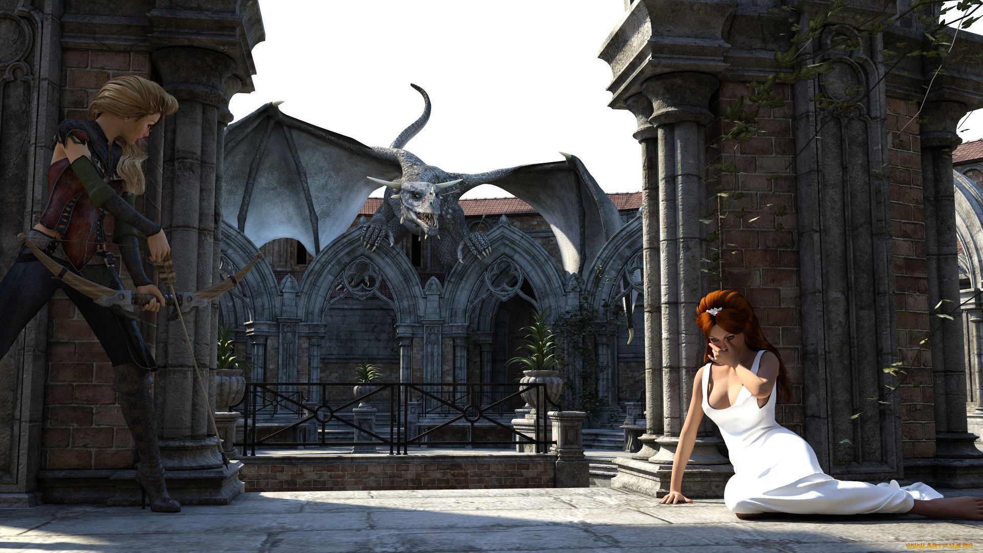 3д, графика, фантазия, , fantasy, девушка, взгляд, фон