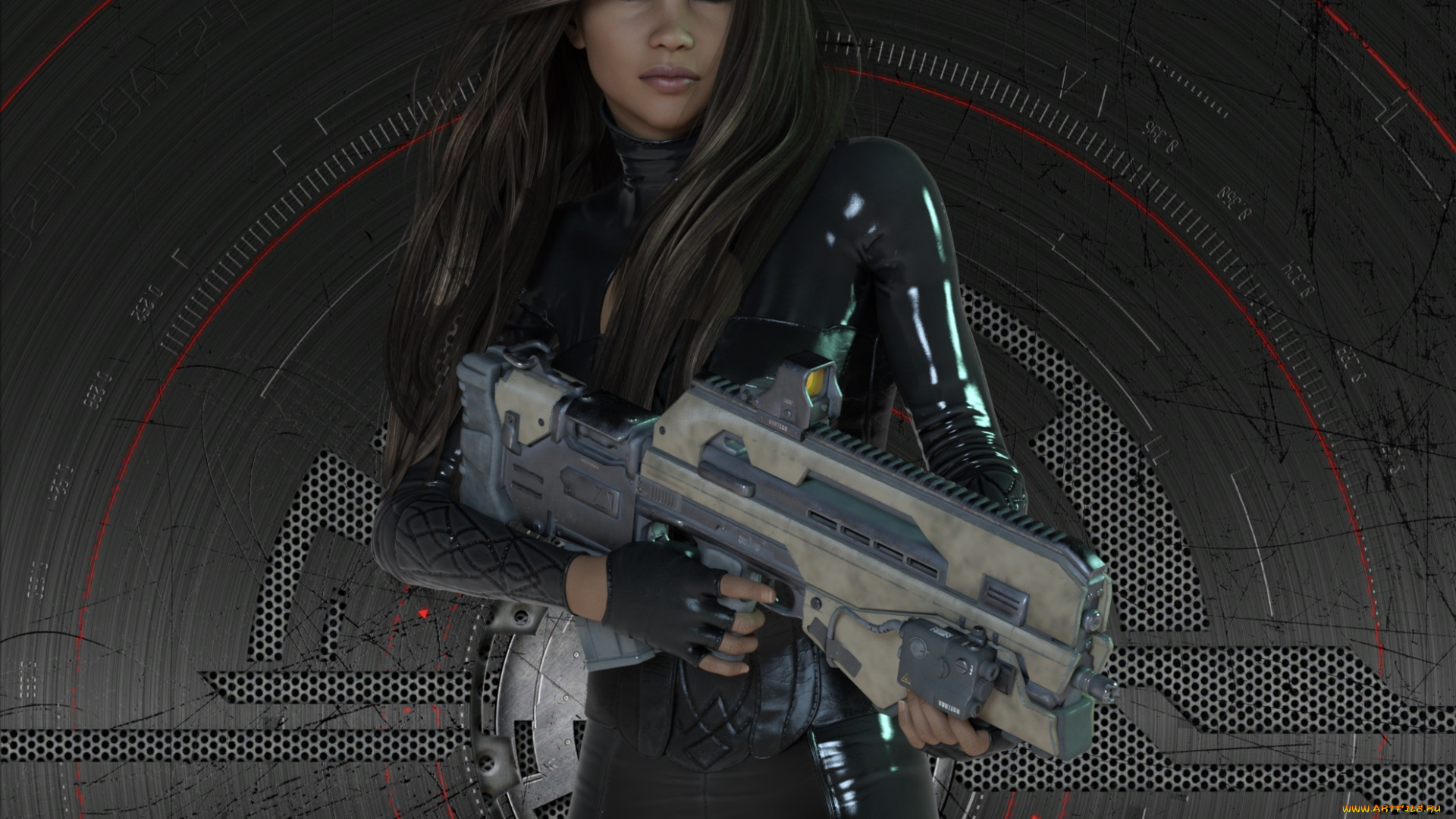 3д, графика, фантазия, , fantasy, фон, девушка, взгляд