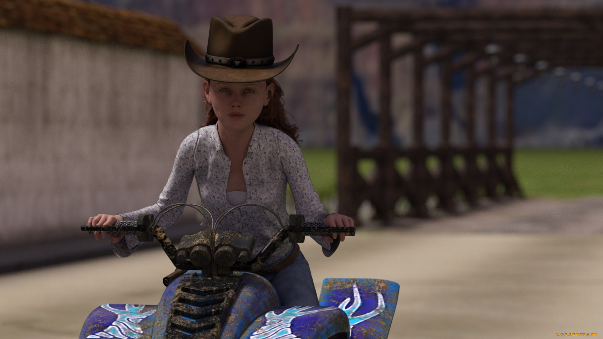 3д, графика, люди-авто, мото, , people-, car, , , moto, девушка, взгляд, фон