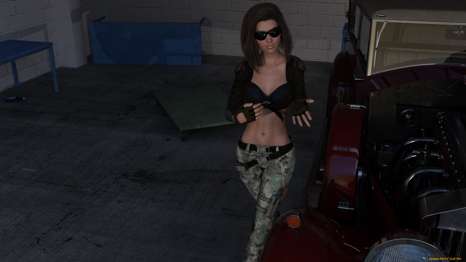 3д, графика, люди-авто, мото, , people-, car, , , moto, автомобиль, взгляд, фон, девушка