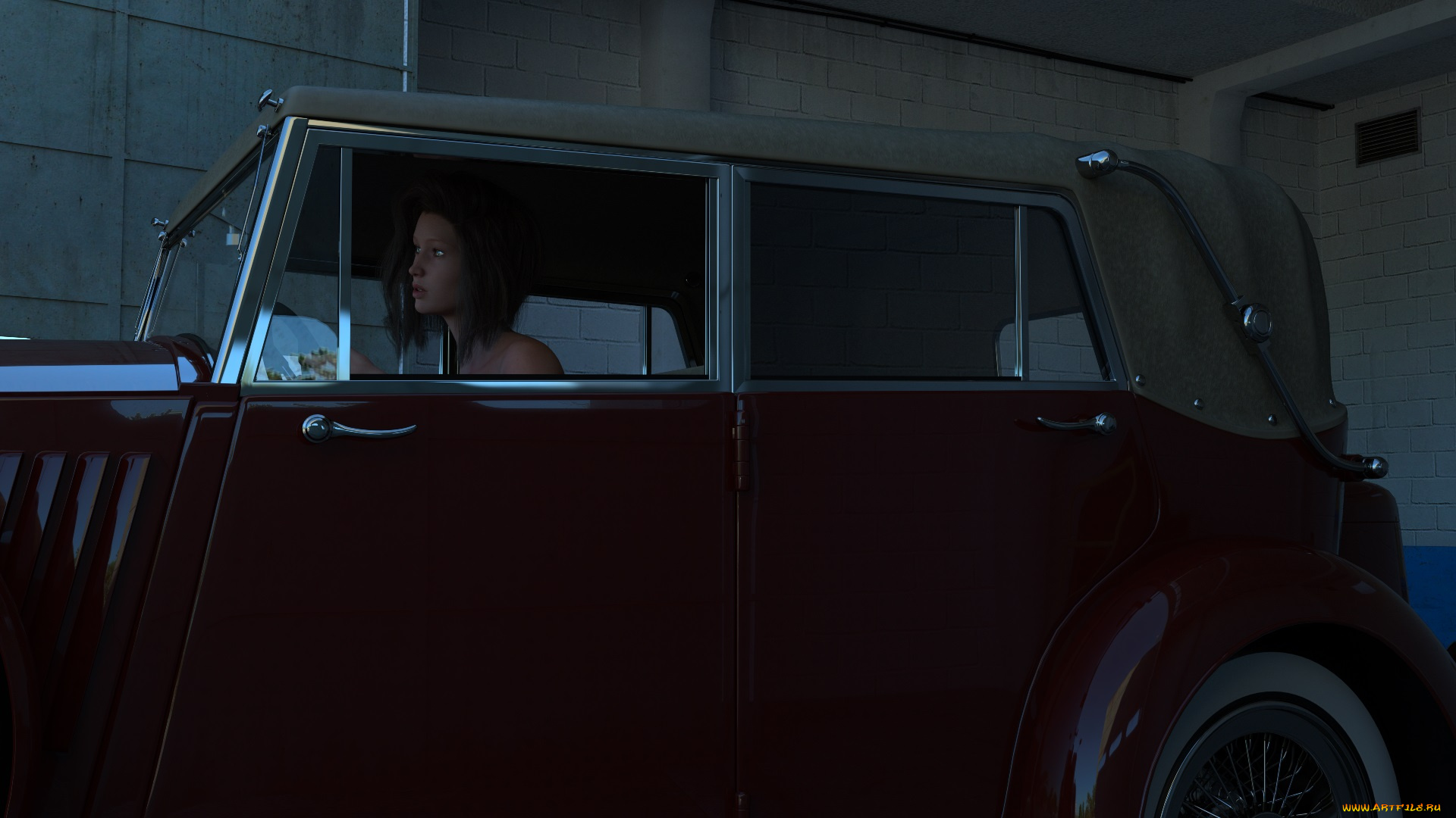 3д, графика, люди-авто, мото, , people-, car, , , moto, автомобиль, фон, девушка, взгляд