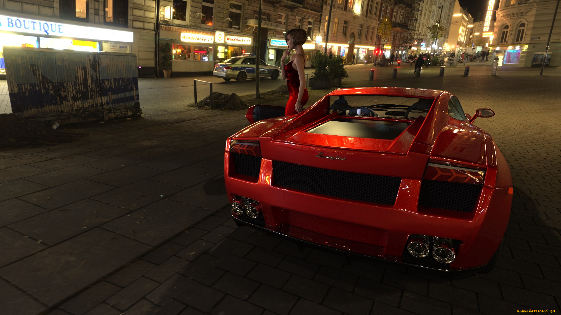 3д, графика, люди-авто, мото, , people-, car, , , moto, взгляд, девушка, автомобиль, фон