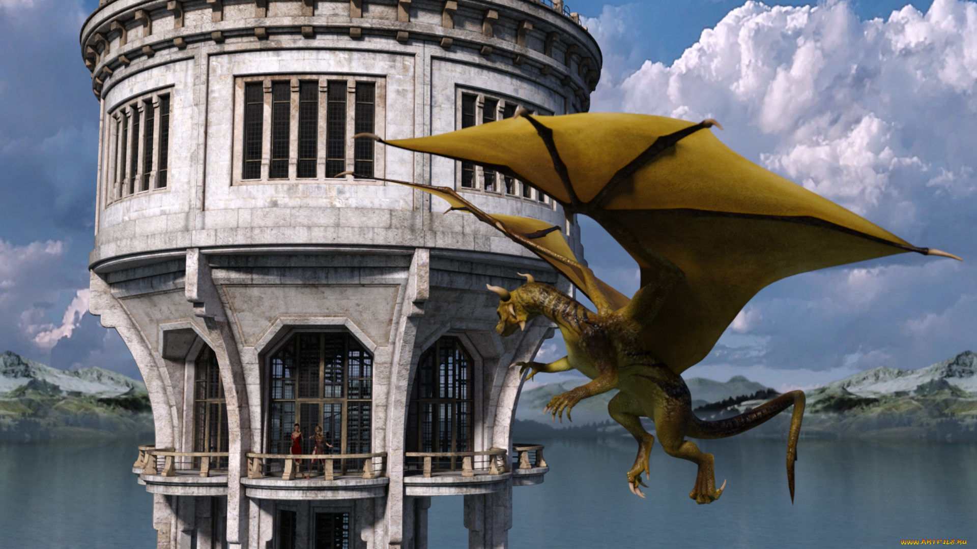 3д, графика, существа, , creatures, дракон, полет