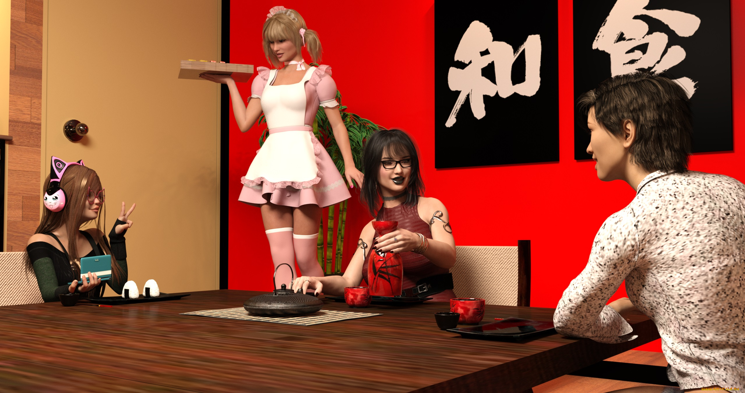 3д, графика, люди, , people, девушка, взгляд, фон