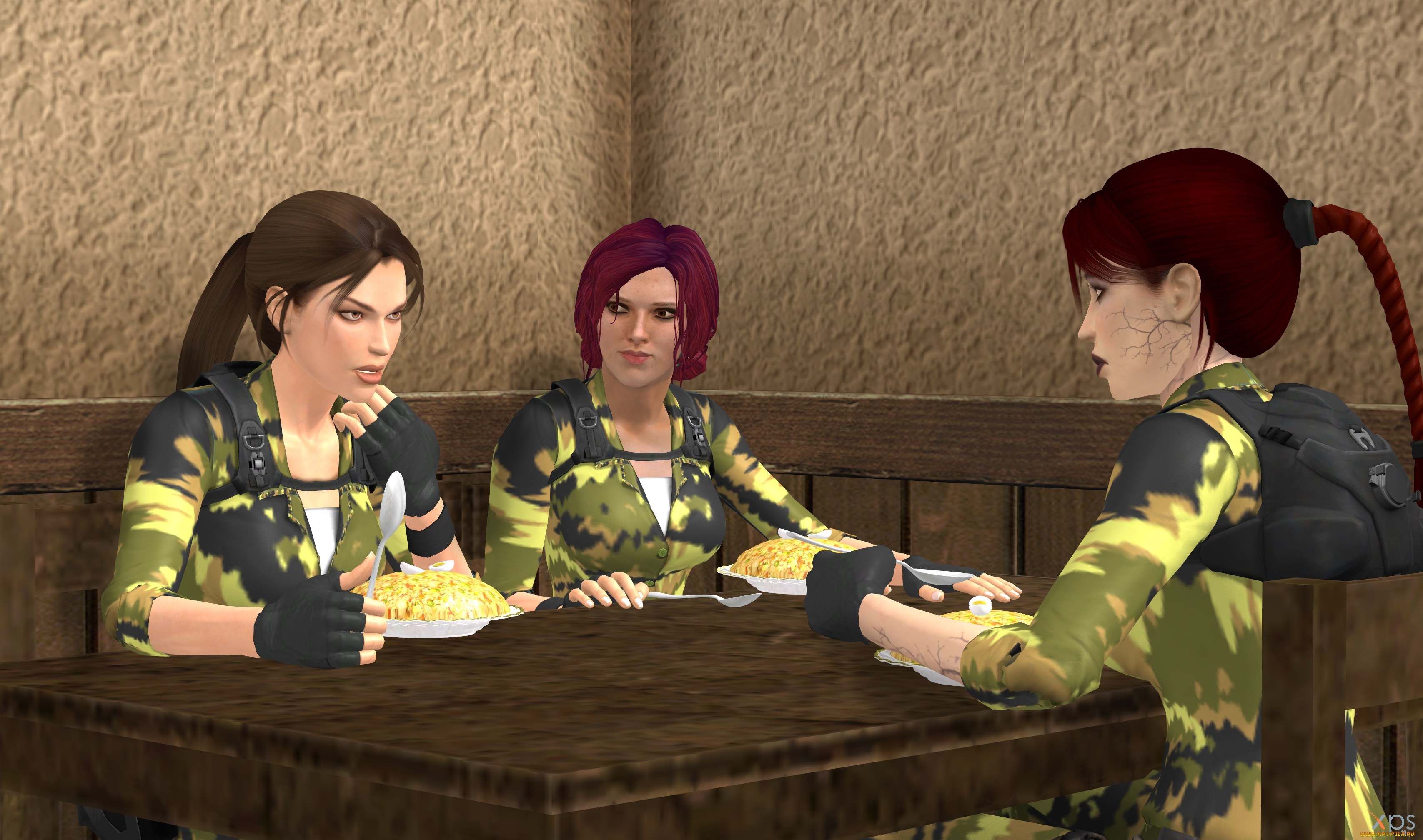 3д, графика, армия, , military, девушки, фон, взгляд