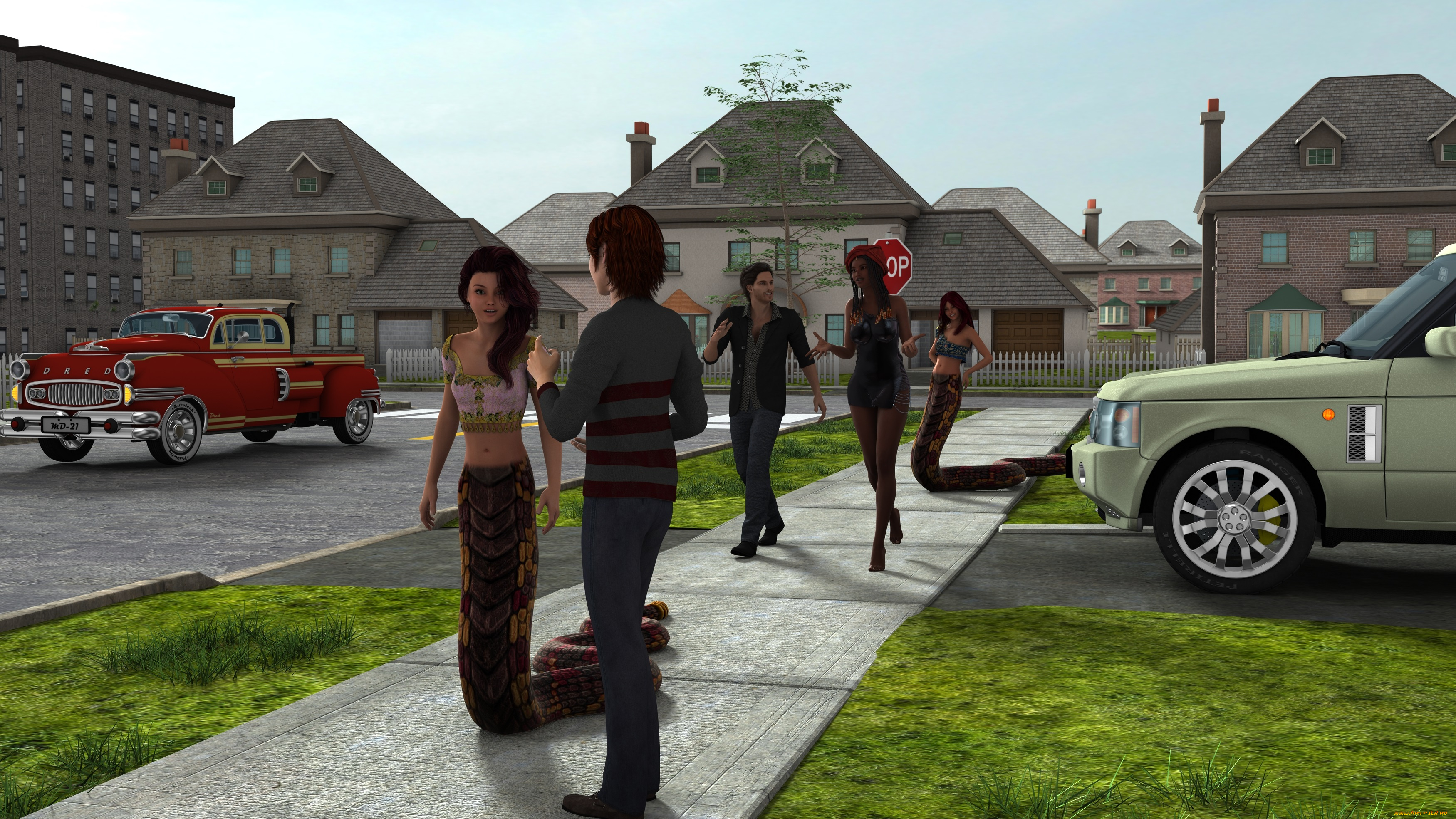 3д, графика, существа, , creatures, фон, взгляд, девушки