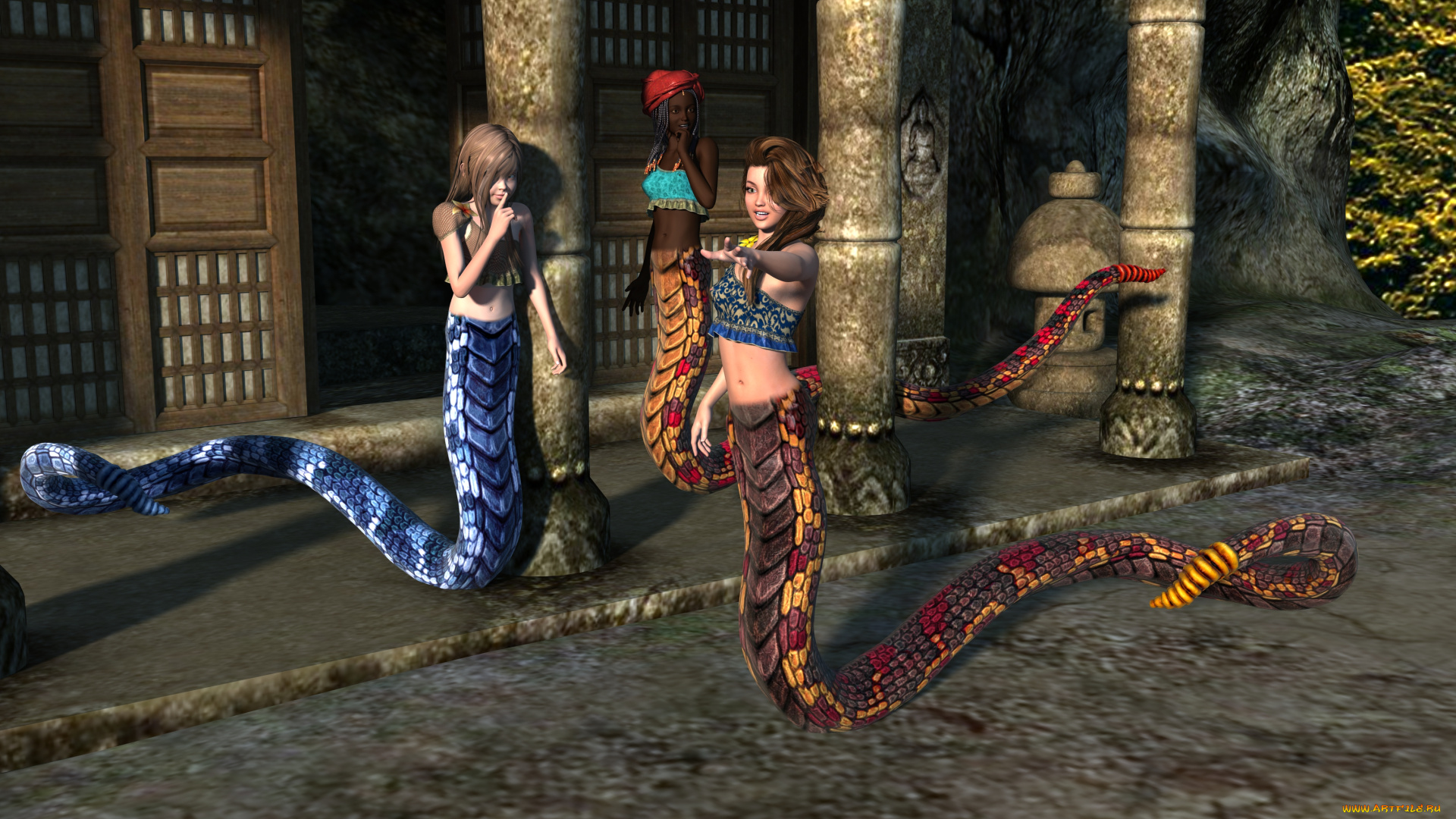 3д, графика, существа, , creatures, фон, взгляд, девушки