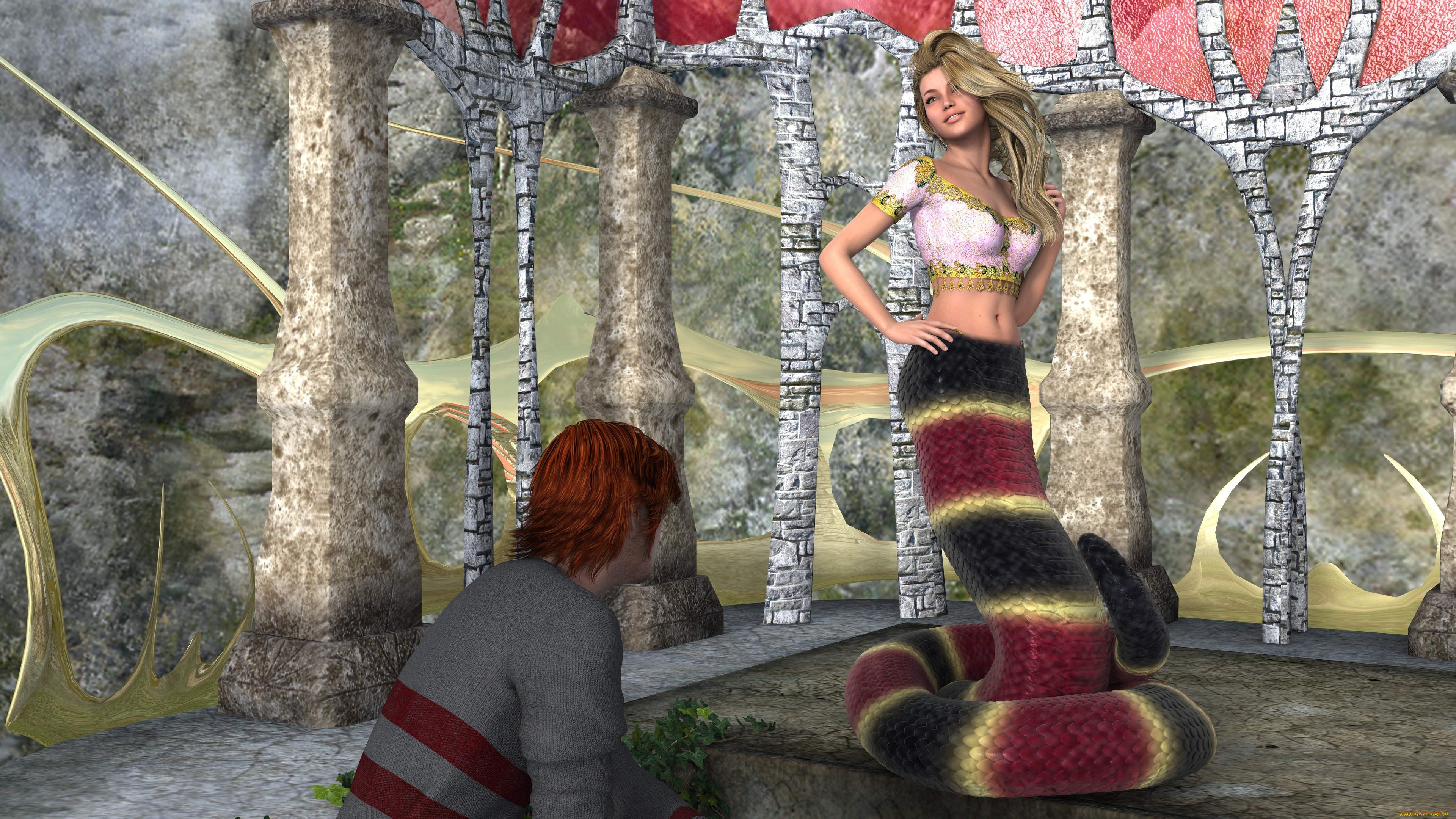 3д, графика, существа, , creatures, фон, взгляд, девушки