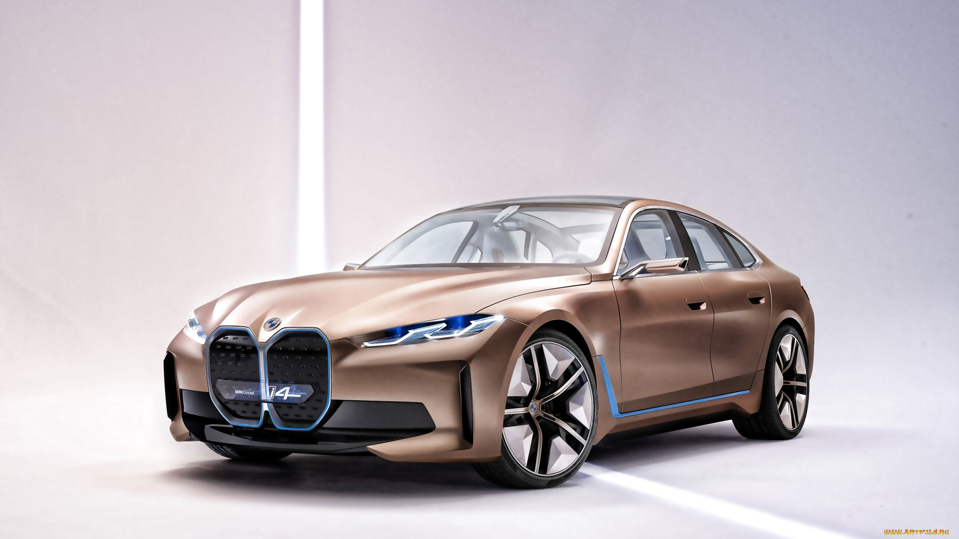2020, bmw, i4, concept, автомобили, bmw, 2020, i4, concept, электрический, седан, вид, спереди, экстерьер, новый, бронзовый, немецкие