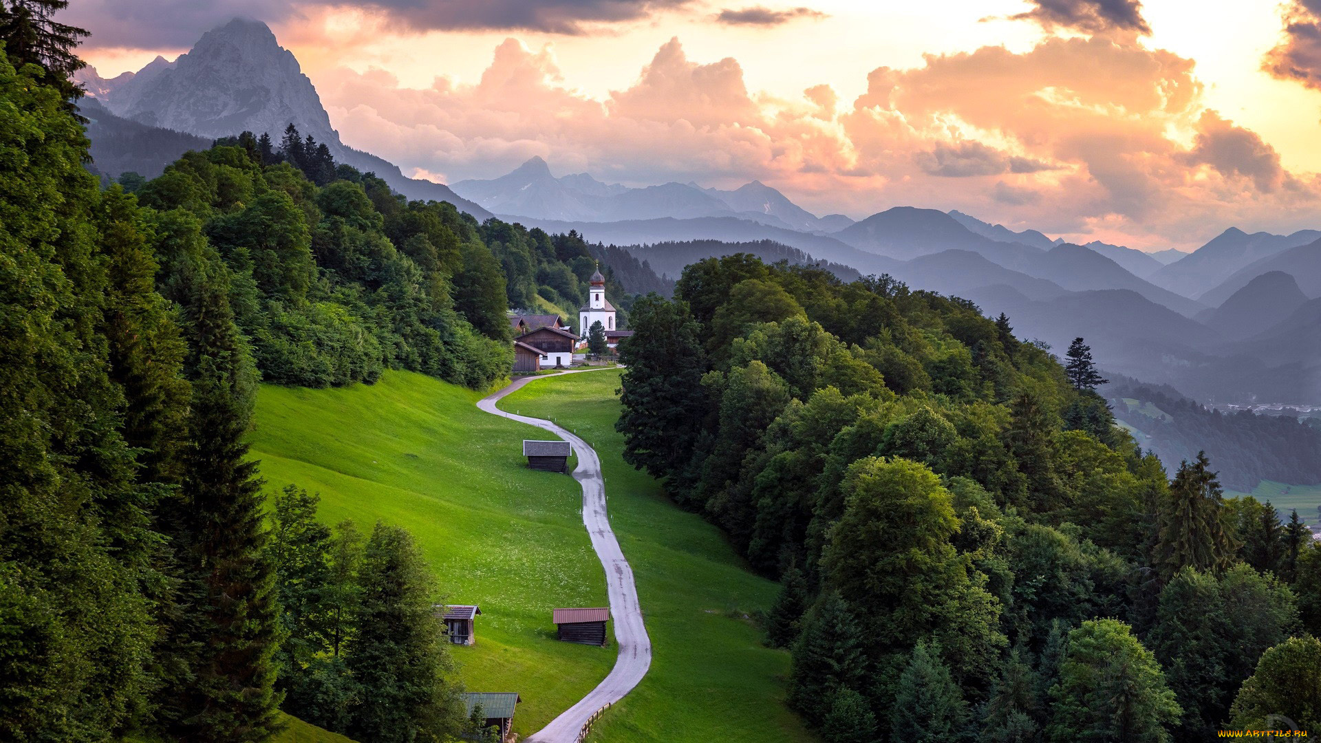 германия, , гармиш-партенкирхен, города, -, католические, соборы, , костелы, , аббатства, костел