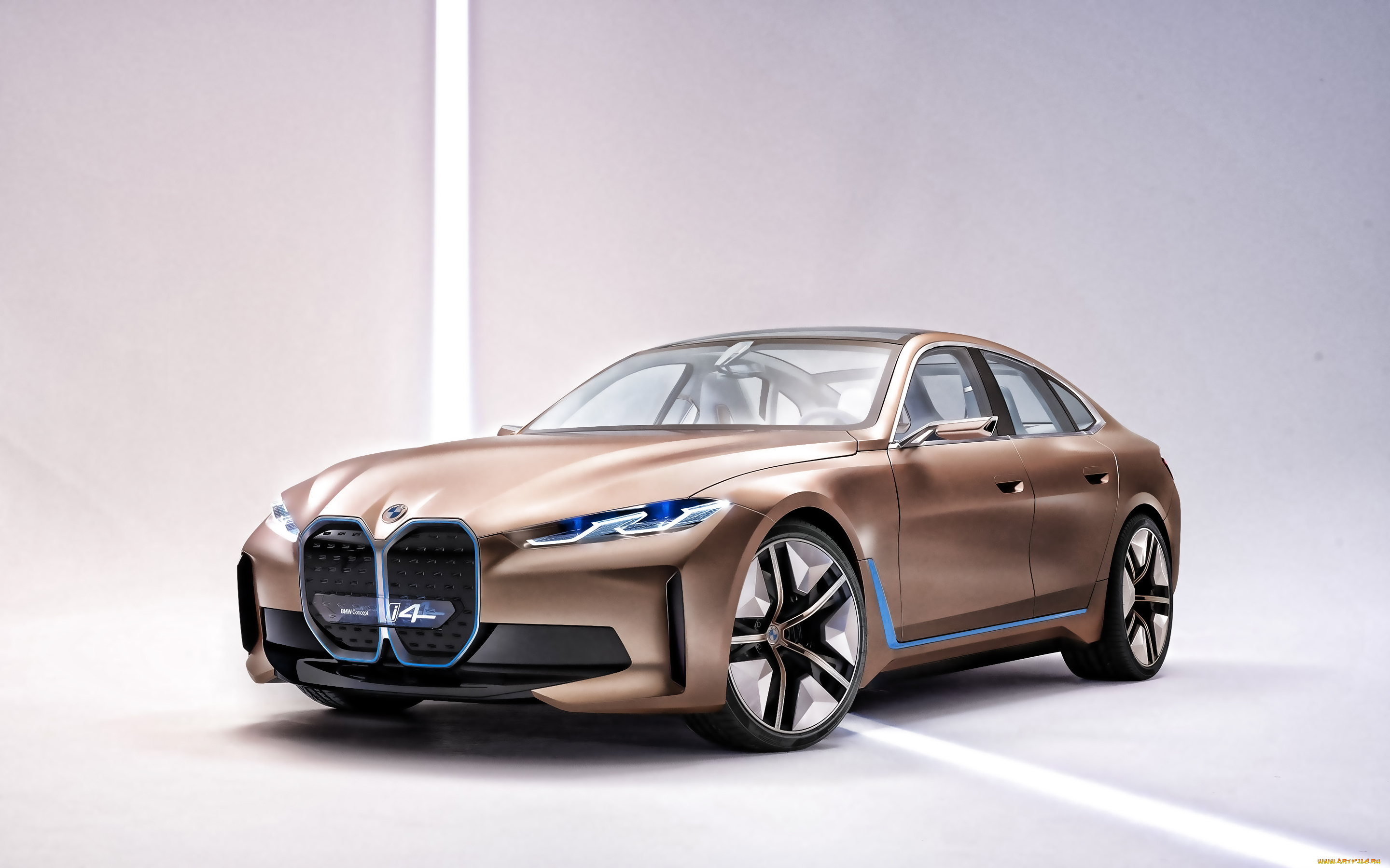 2020, bmw, i4, concept, автомобили, bmw, 2020, i4, concept, электрический, седан, вид, спереди, экстерьер, новый, бронзовый, немецкие