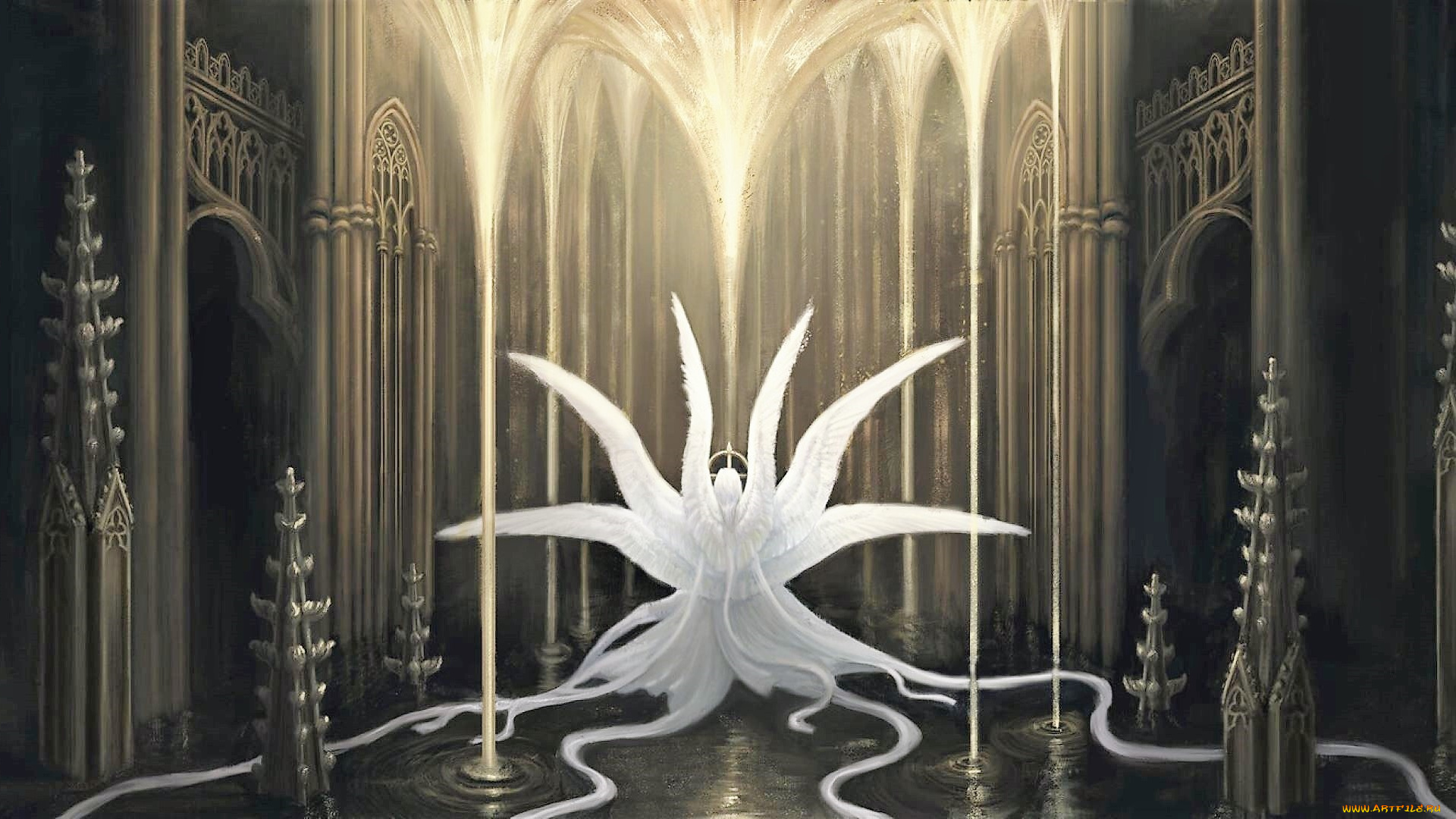 фэнтези, ангелы, серафим, крылья, храм
