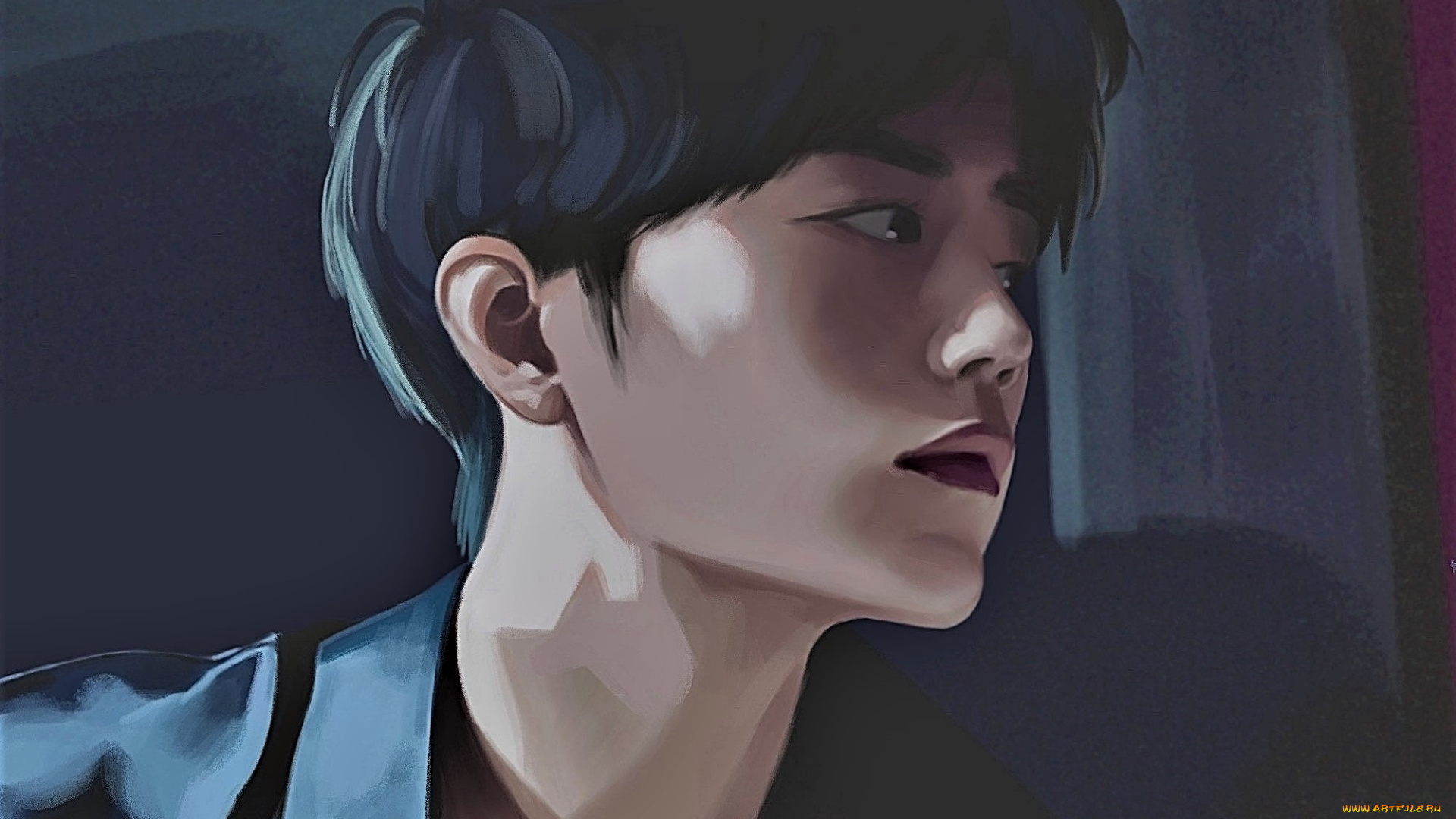 рисованное, люди, сяо, джань, лицо