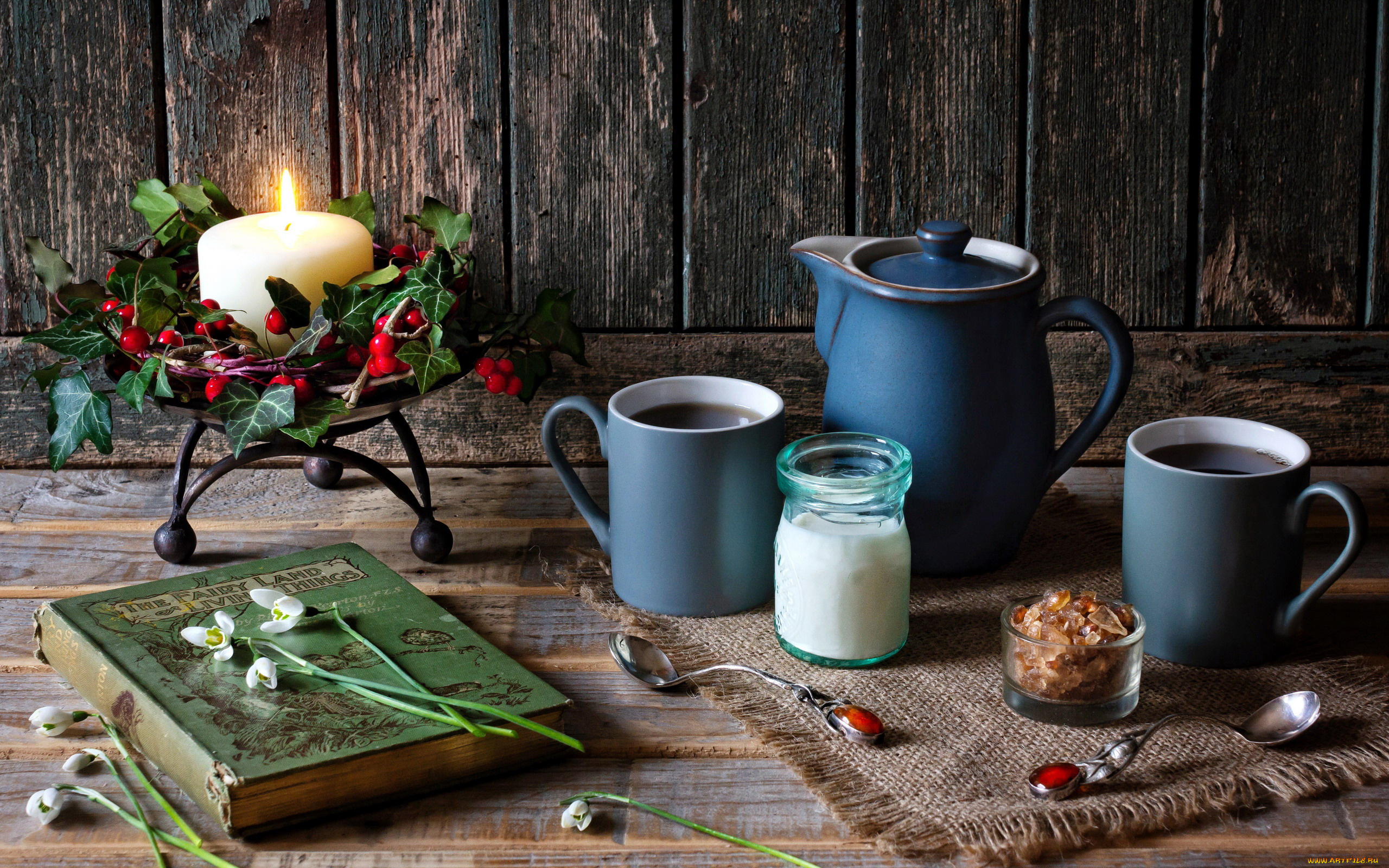 еда, натюрморт, свеча, сахар, кофе, цветы